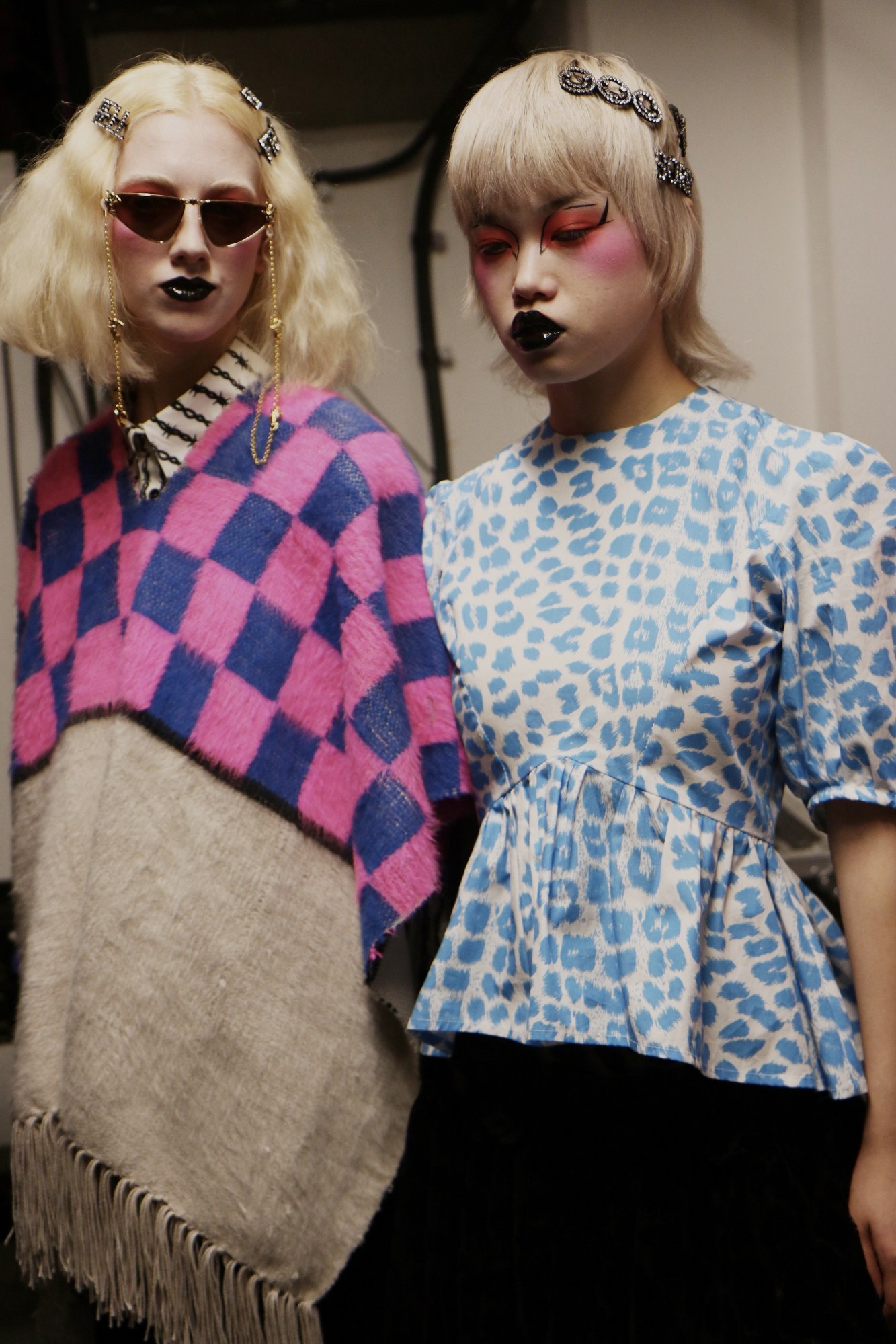 Blonde hair and black lipstick at London Fashion Week