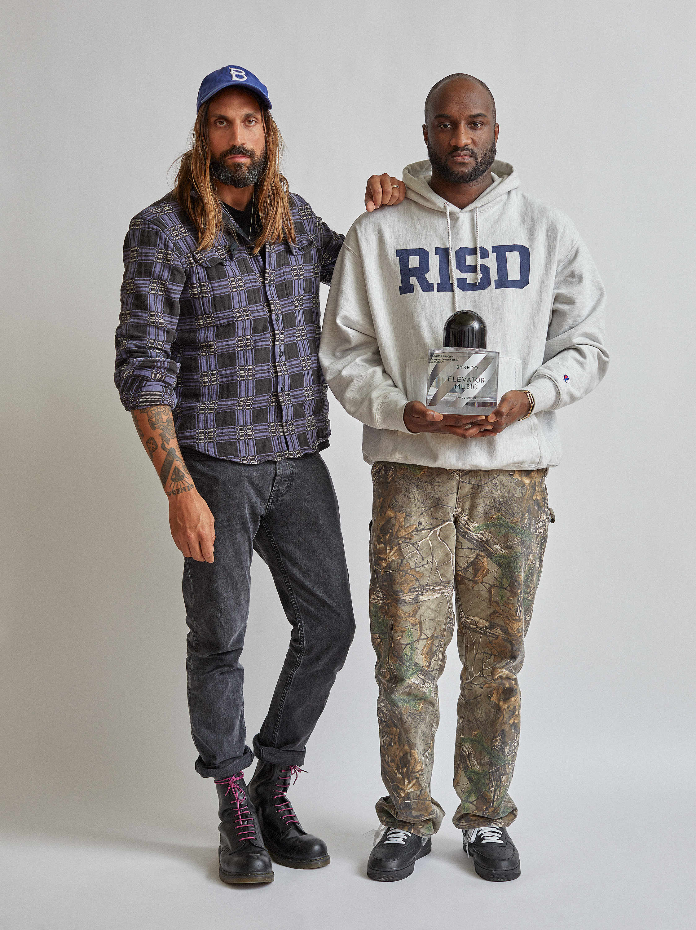 byredo and off-white collaborate on fragrances, denim, t-shirts