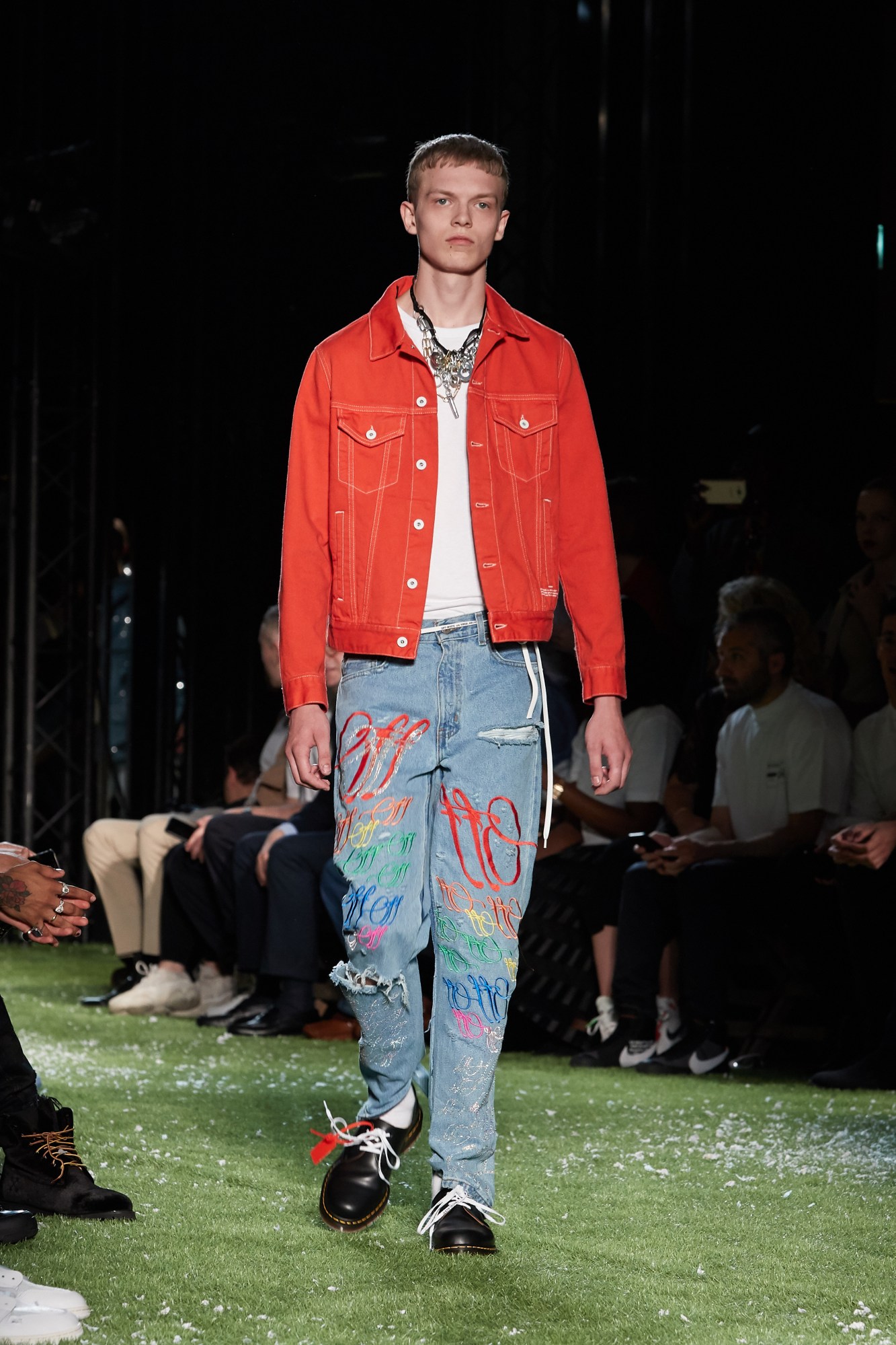 Model on catwalk for Virgil Abloh's OFF-WHITE spring/summer 19 show