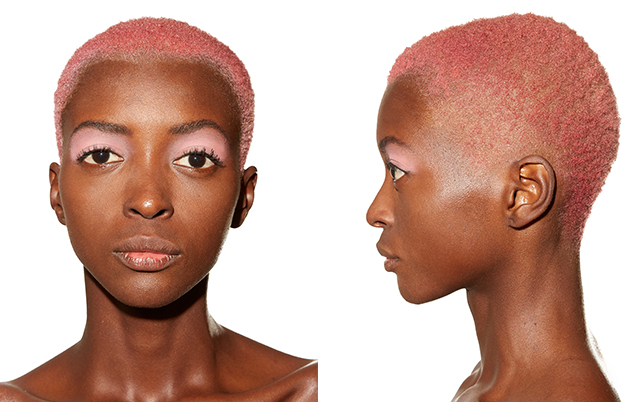 model with pink buzz cut hair at Marc Jacobs spring summer 2019