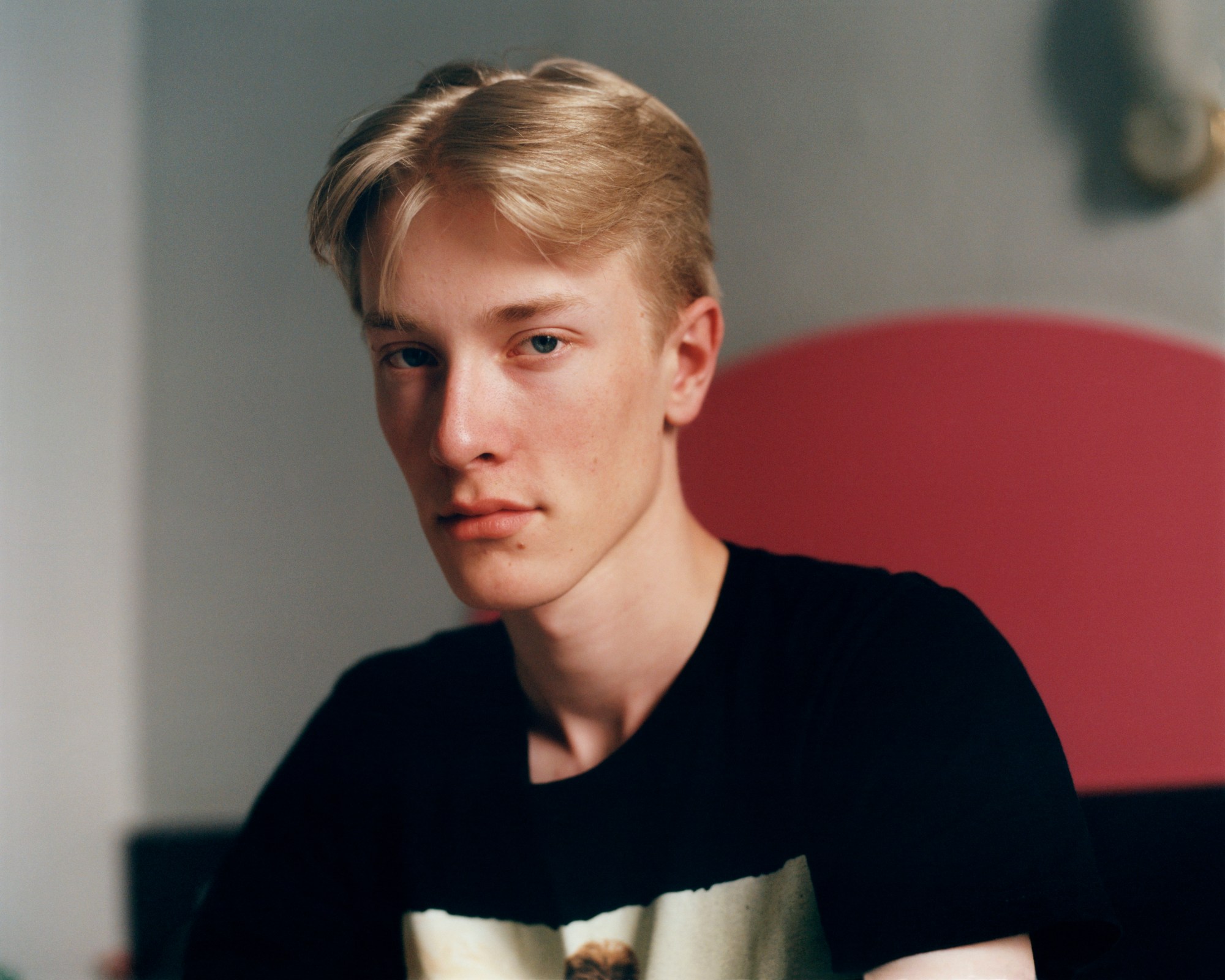 Male model in his hotel room