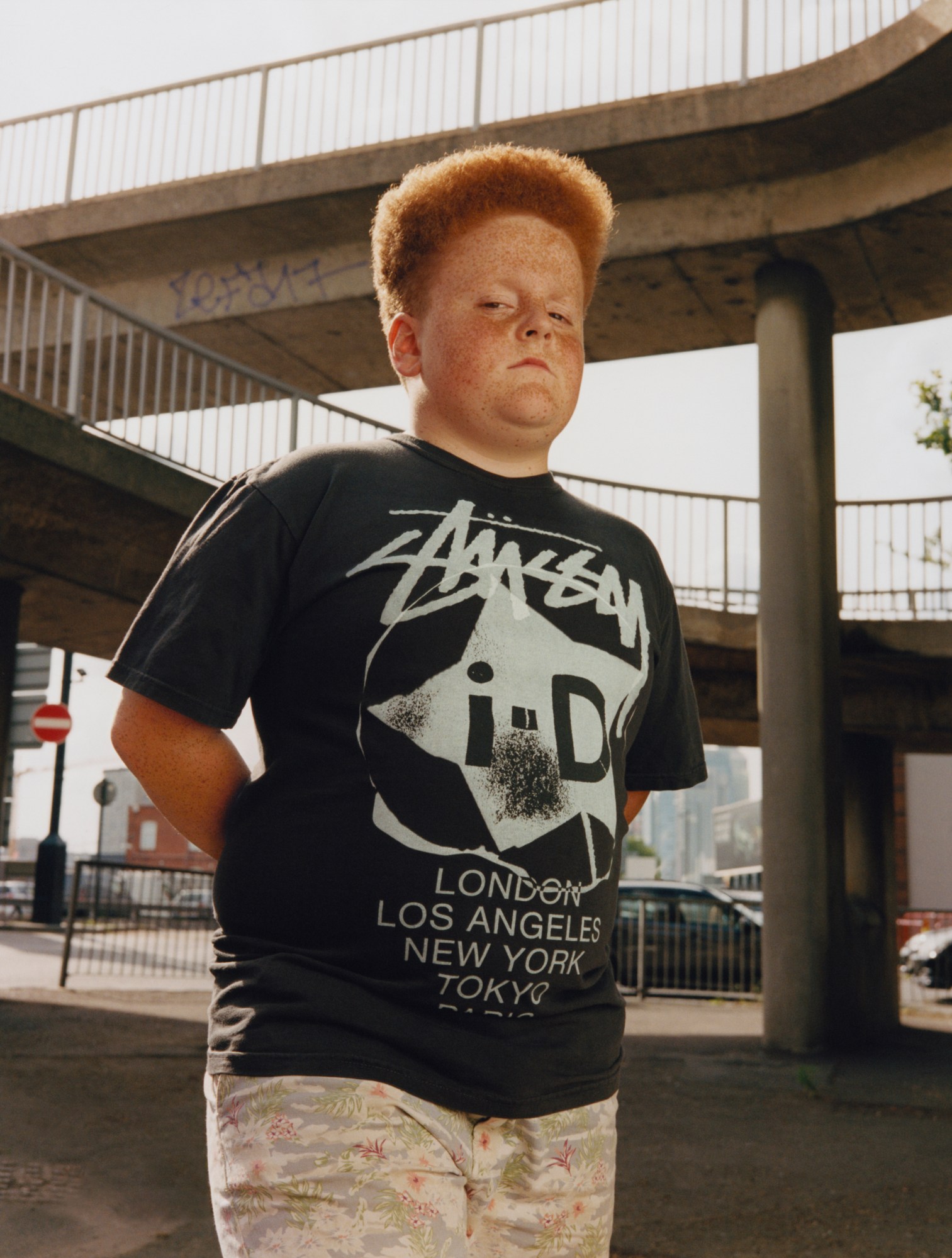 maxwell tomlinson photographs a kid wearing an i-D stussy t-shirt