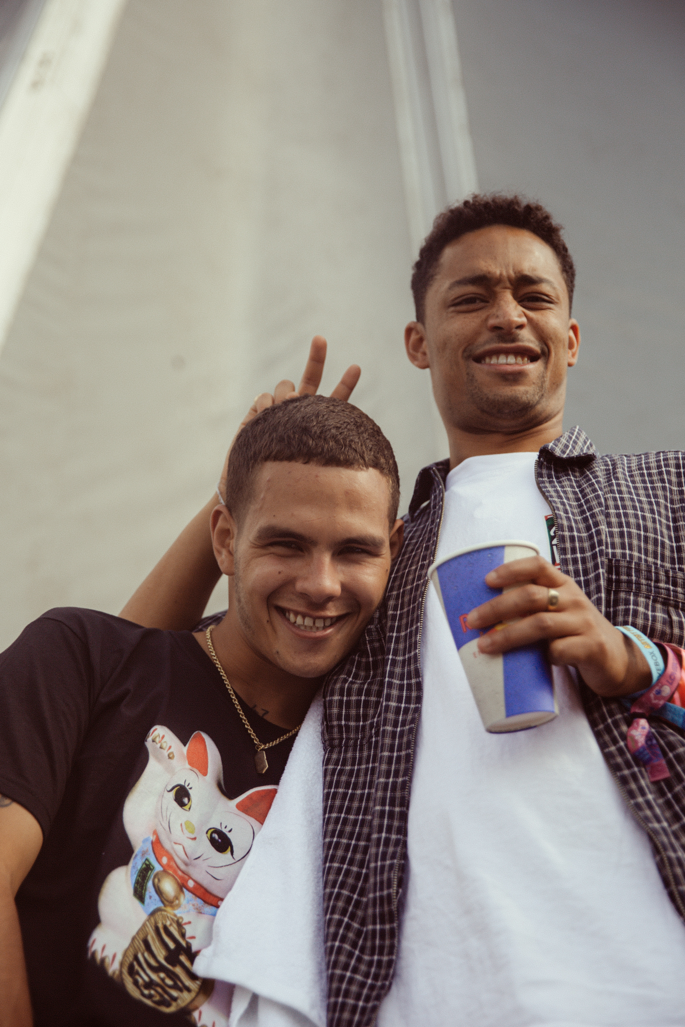 Slowthai and Loyal Carner backstage at Lovebox