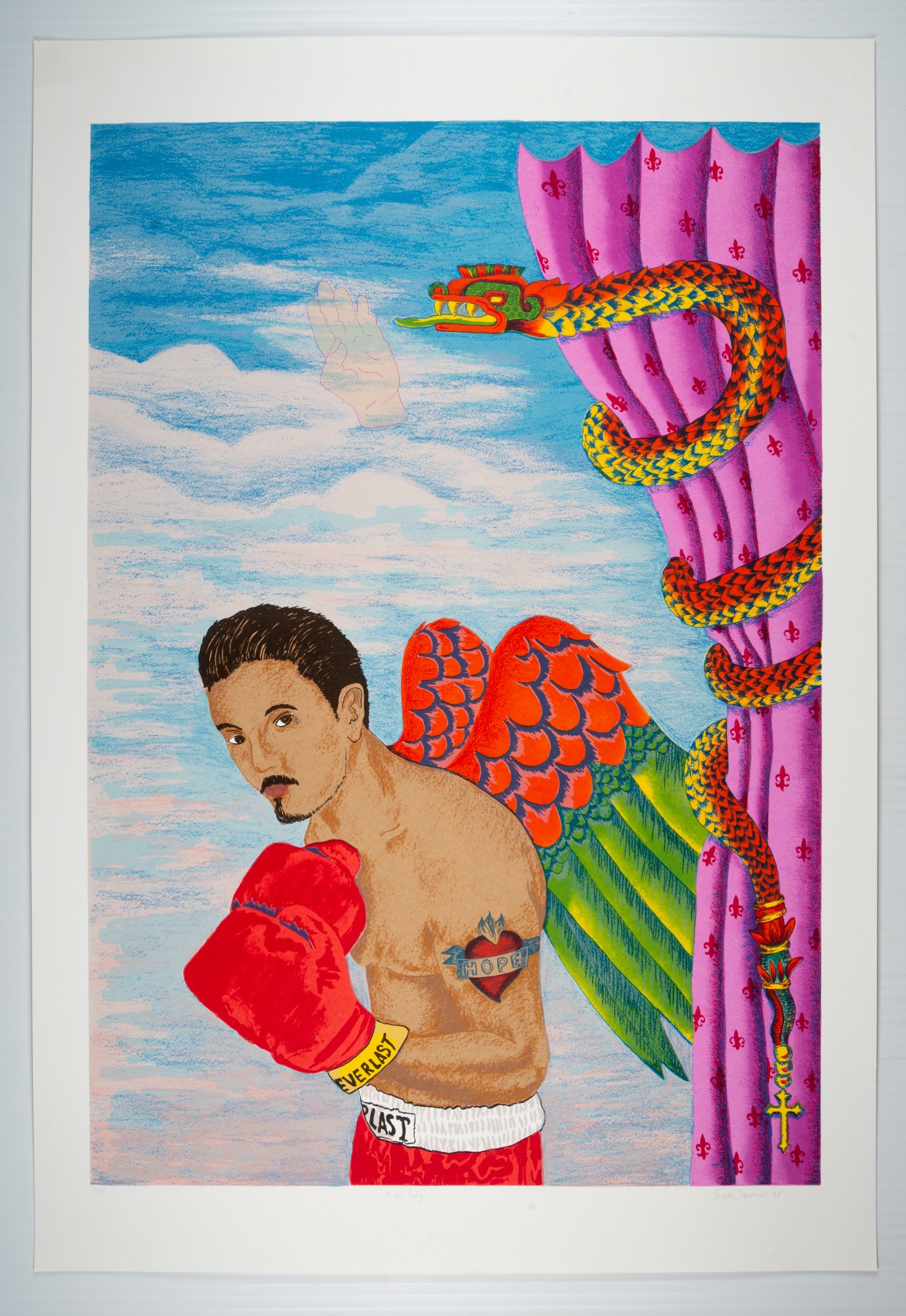 Teddy Sandoval, Angel Baby, 1995, screenprint, 44 x 30 in., Blanton Museum of Art, The University of Texas at Austin, Gift of Gilberto Cárdenas, 2017