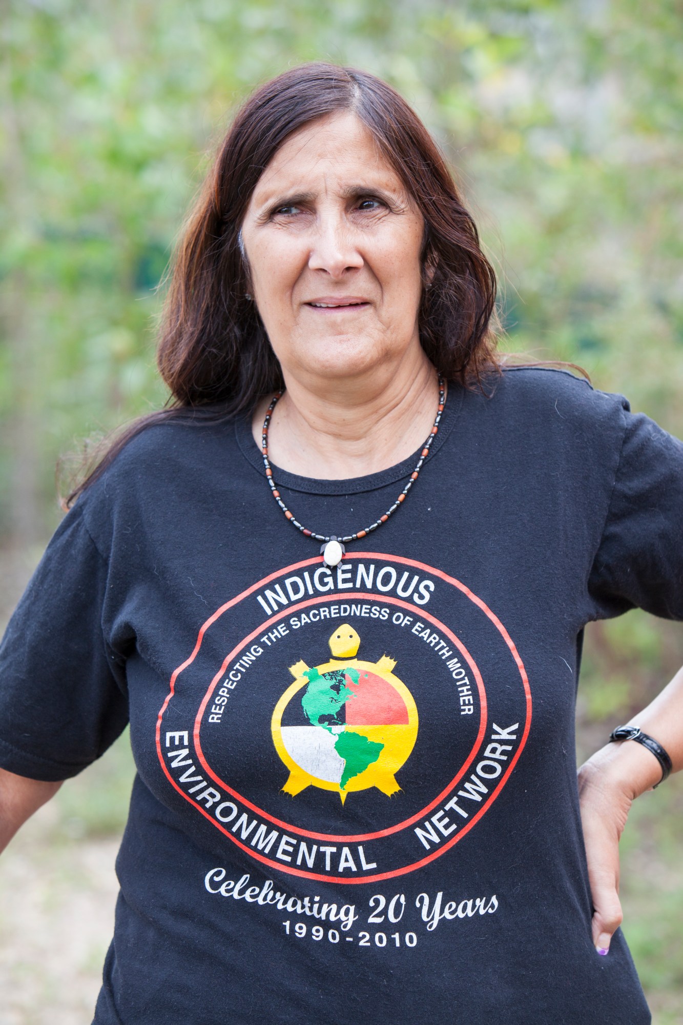 An Indigenous protester against tar sands extraction in Alberta, Canada.