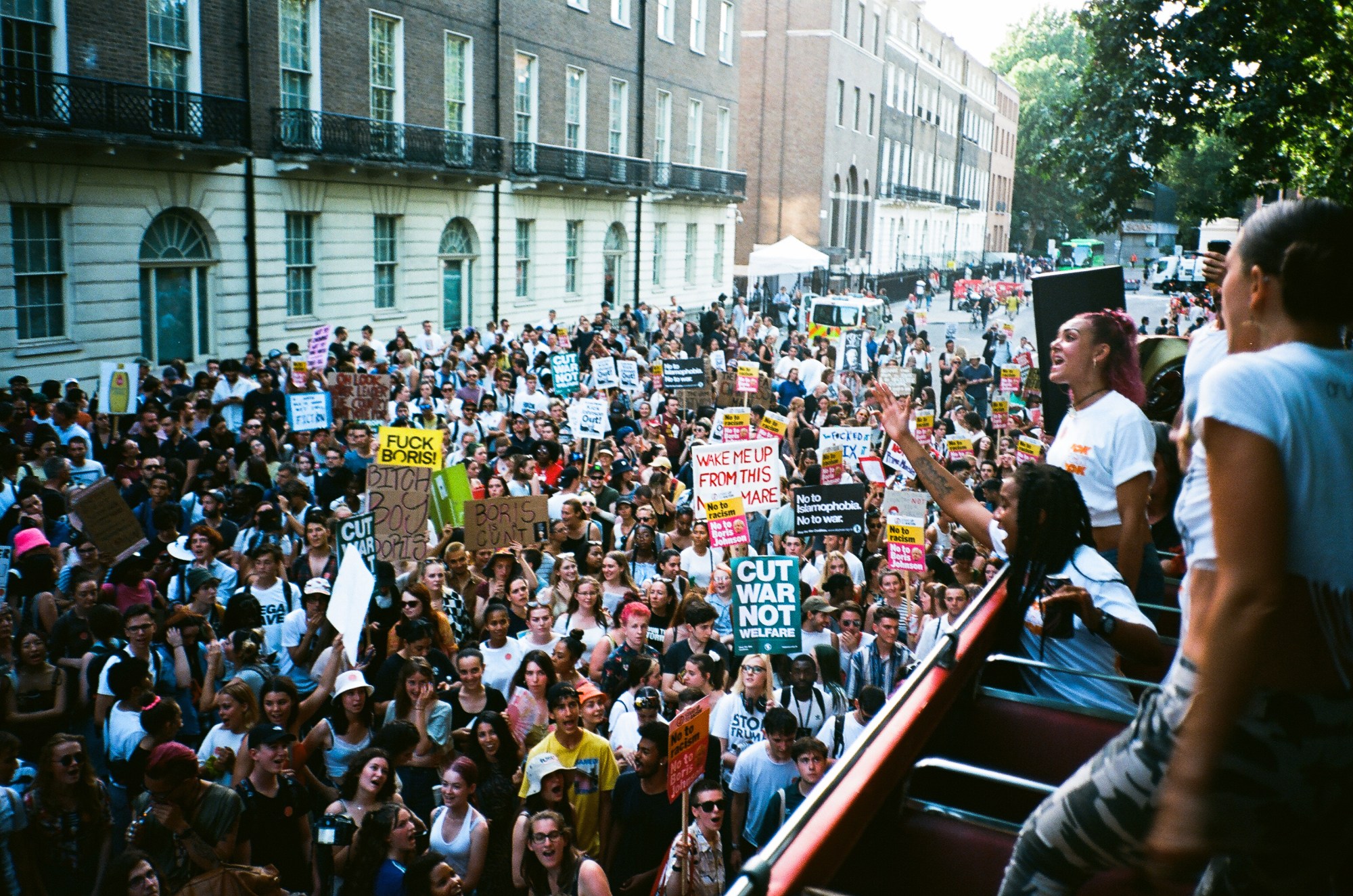 crowd at fuck boris protest