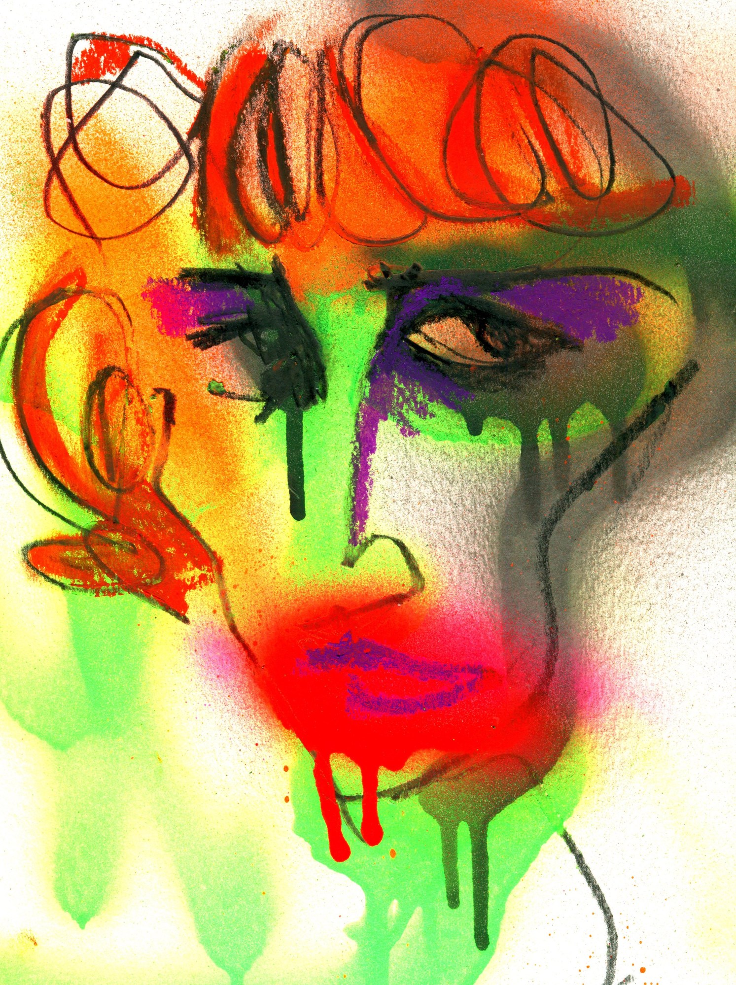 Illustration by Mark Hughes 2019 of the Marchesa Casati, after Man Ray's 1922 'Medusa' portrait