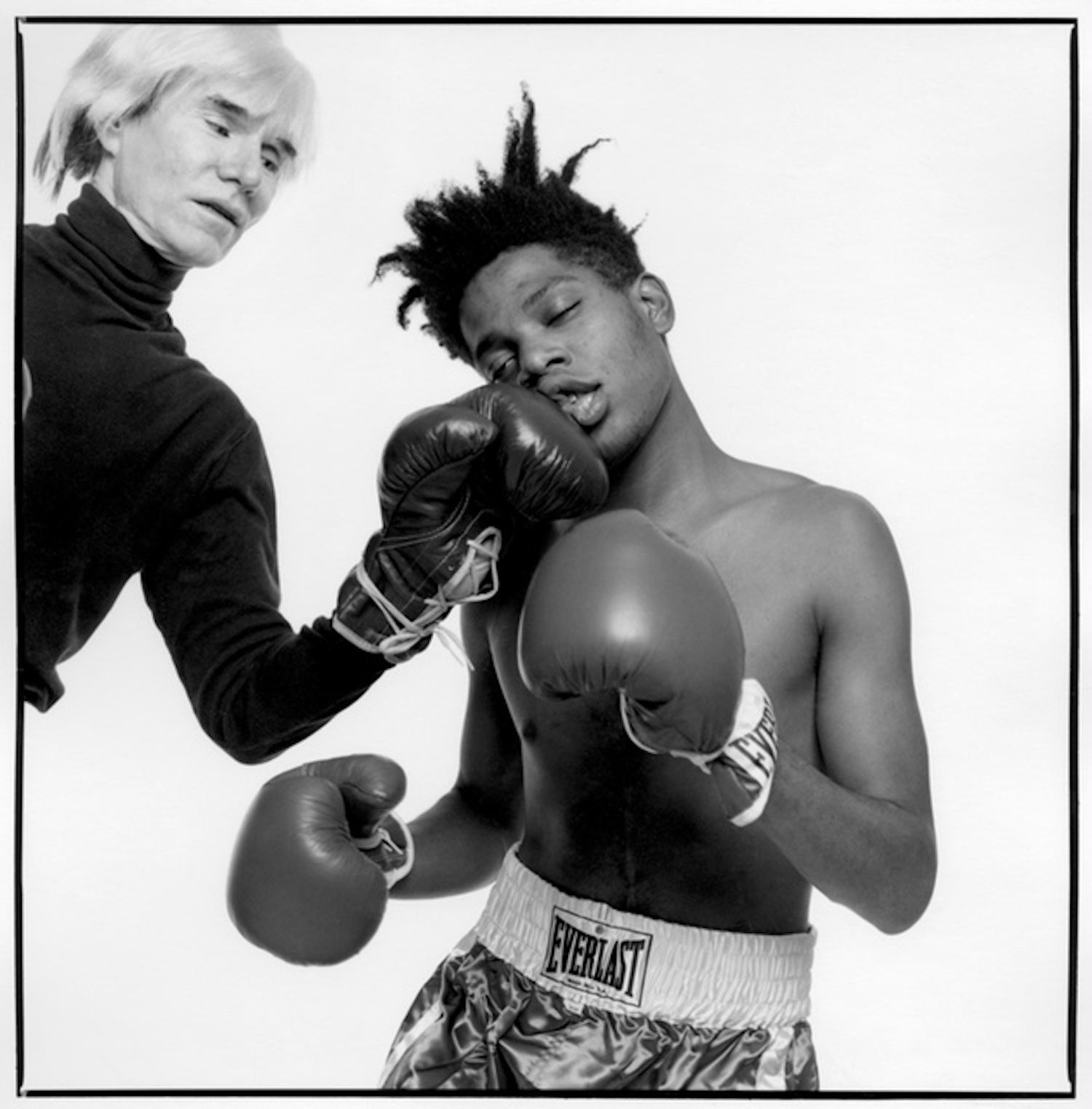 Image of Andy Warhol and Jean-Michel Basquiat in Everlast Boxing Gear by Michael Halsbland