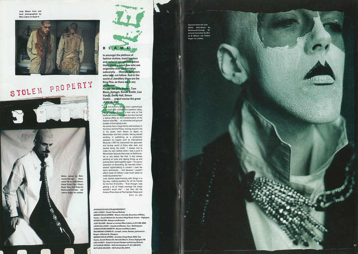 Judy Blame in i-D [THE MADNESS ISSUE, NO, 34, MARCH 1986]