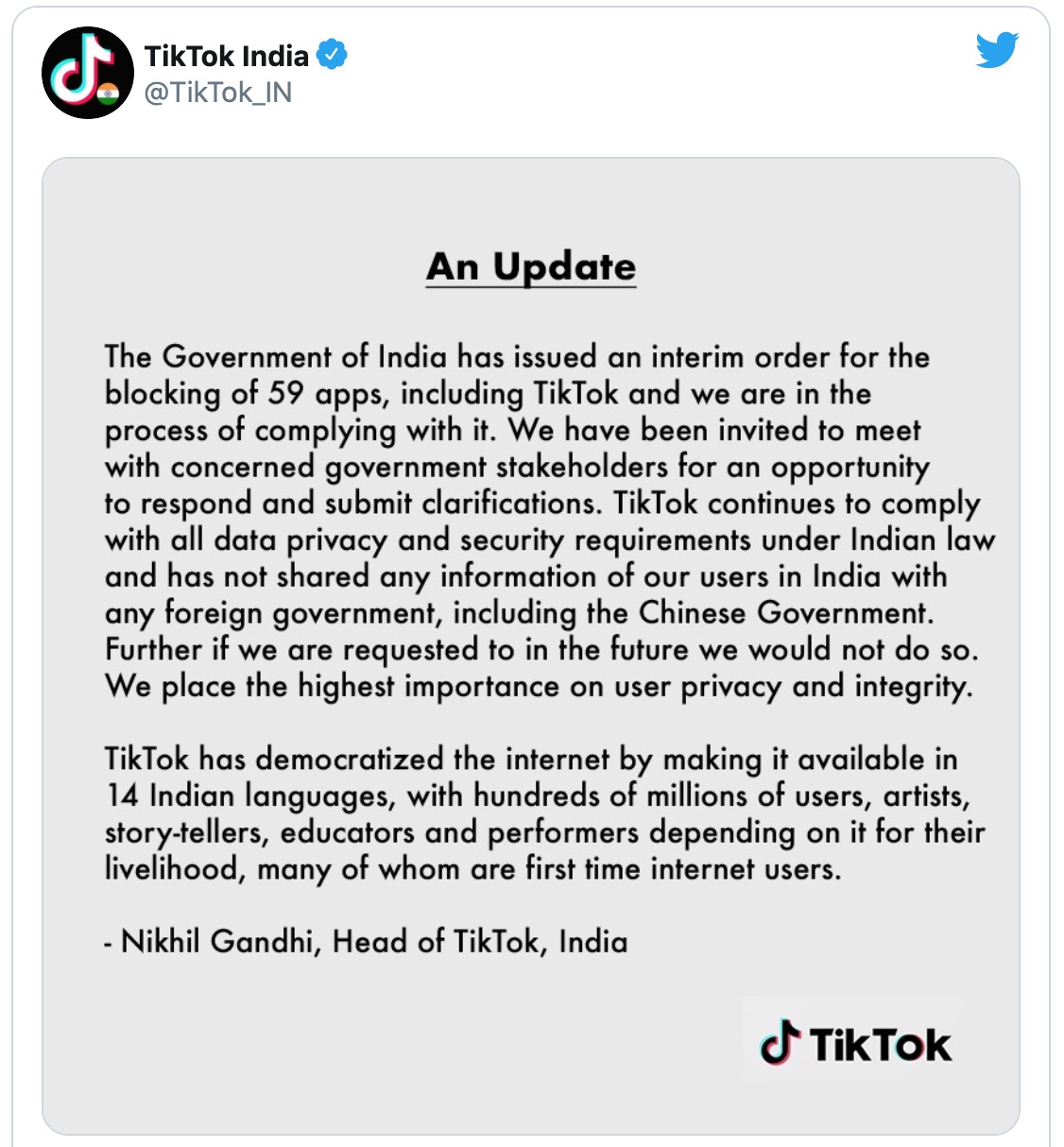 TikTok, TikTok ban, India, China