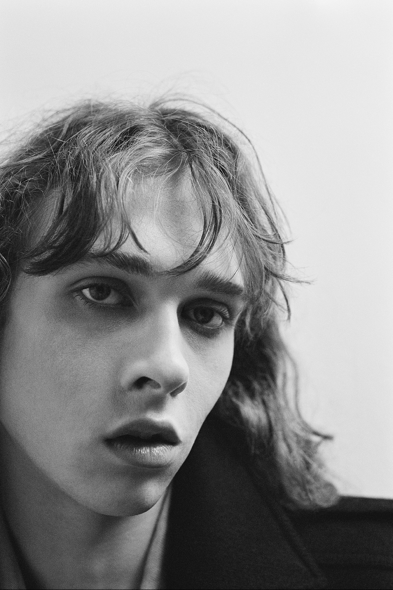 Lauren Auder close up b+w portrait for i-D 2020