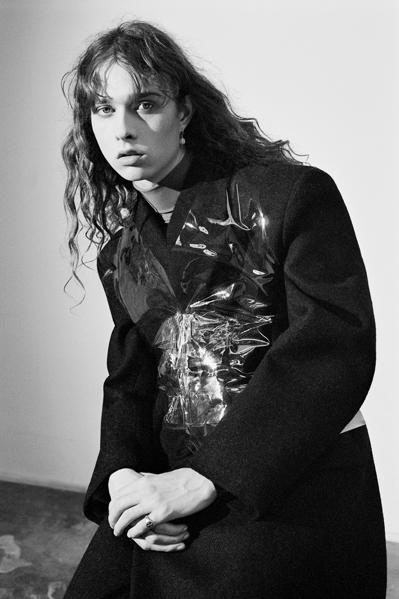 Lauren Auder for i-D b+w portrait