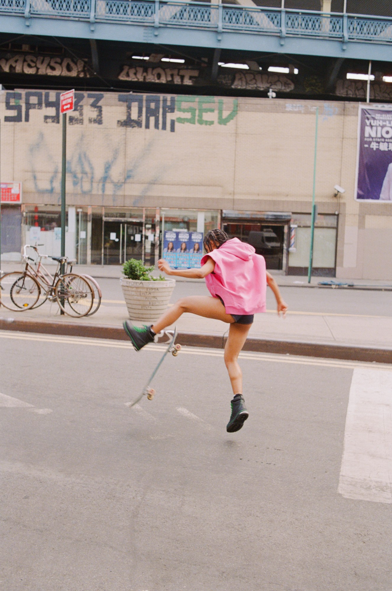 Skateboarder doing trick