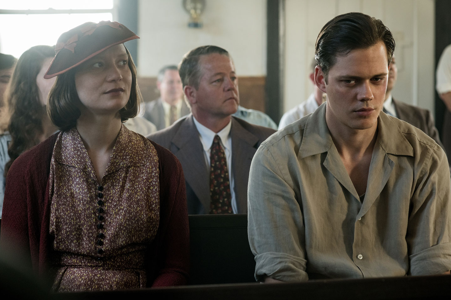 Bill Skarsgard and Mia Wasikowska still from The Devil All The Time