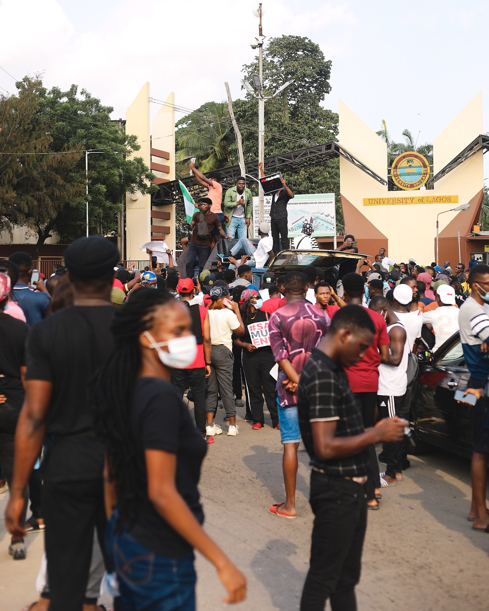 Crowd of protesters at anti-SARS protest in Lagos