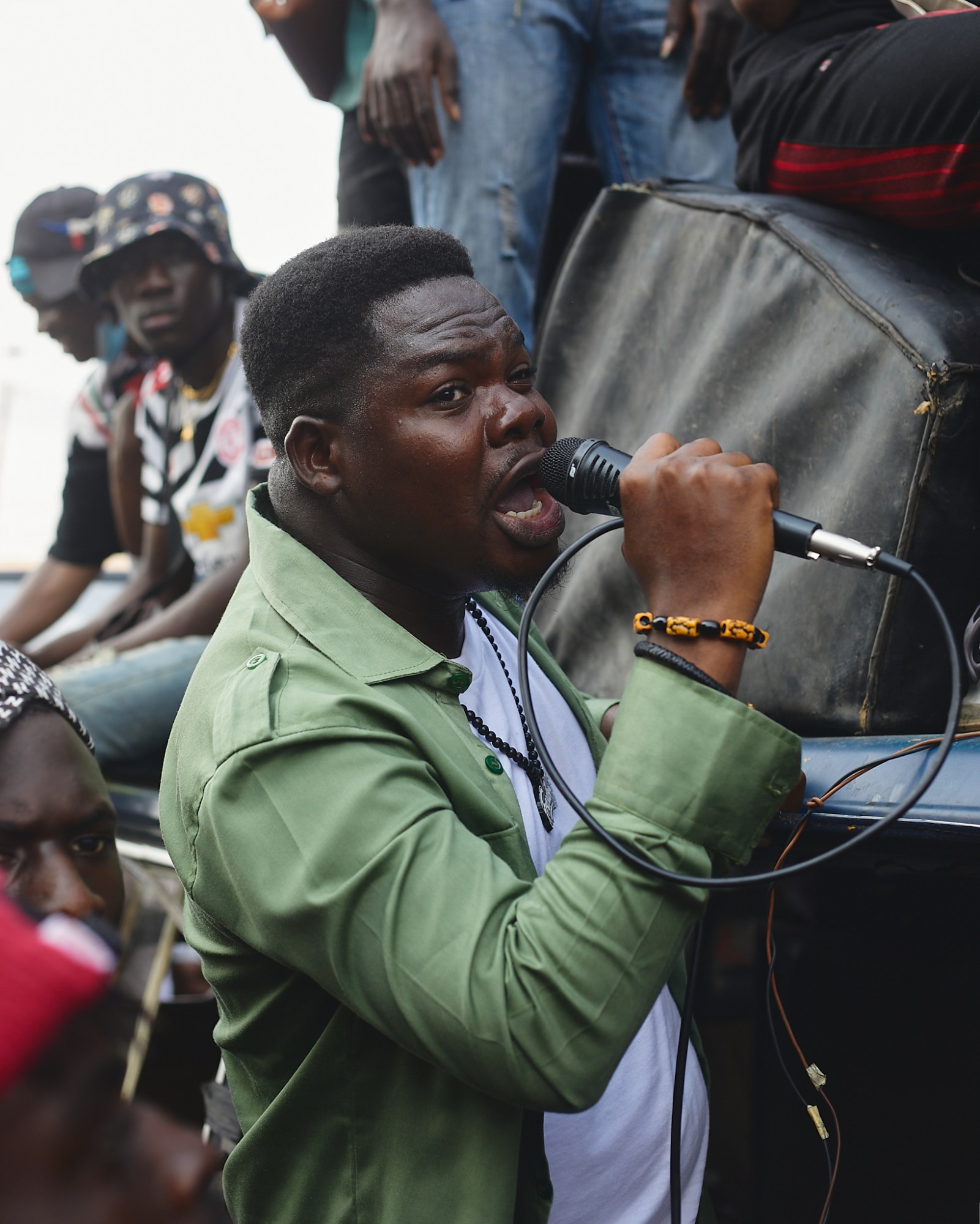 Protester with mic at anti-SARS protest in Lagos