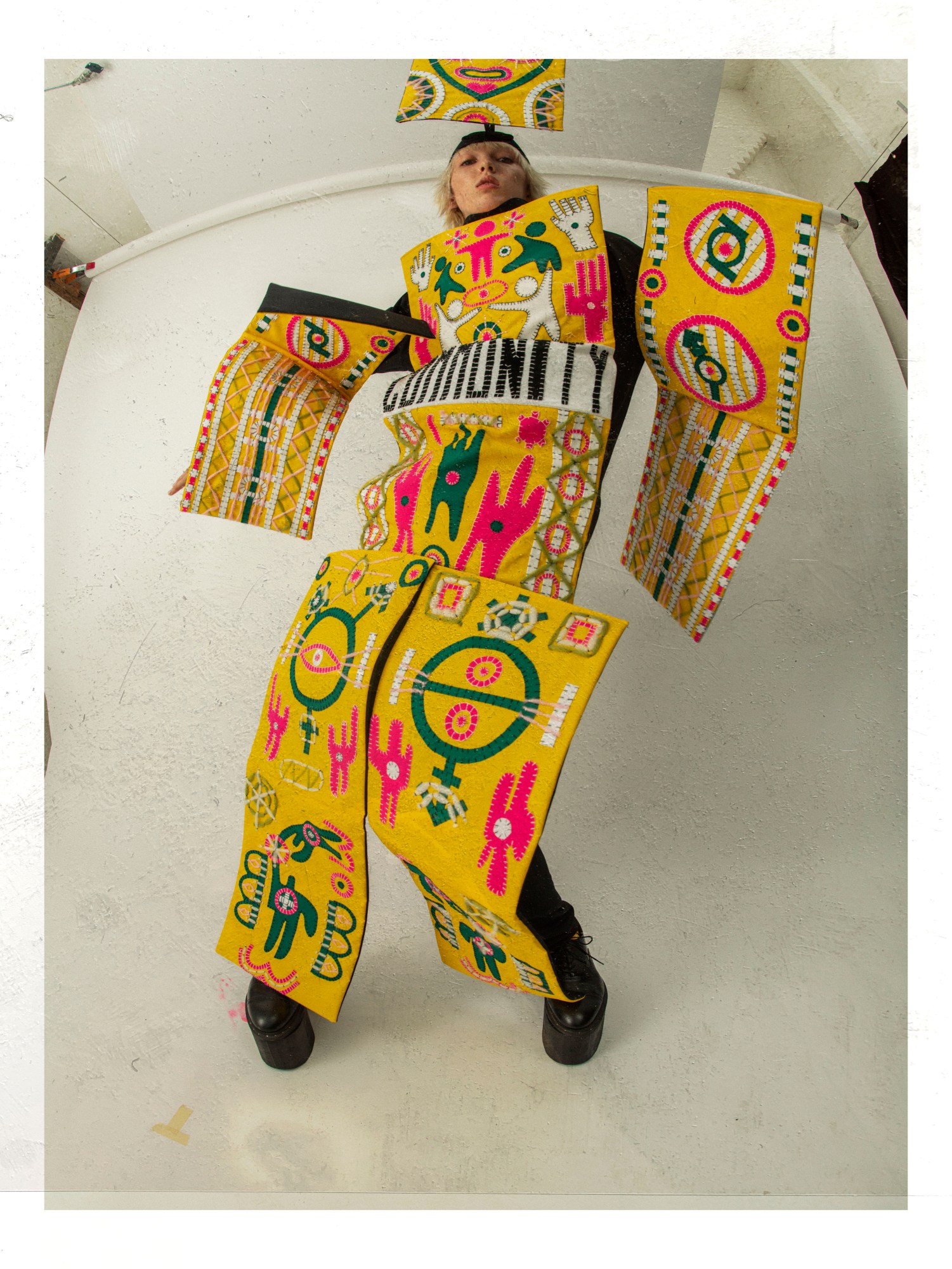 A model in Charles Jeffrey Loverboy SS21 zine 'The Healing' shot by Tim Walker