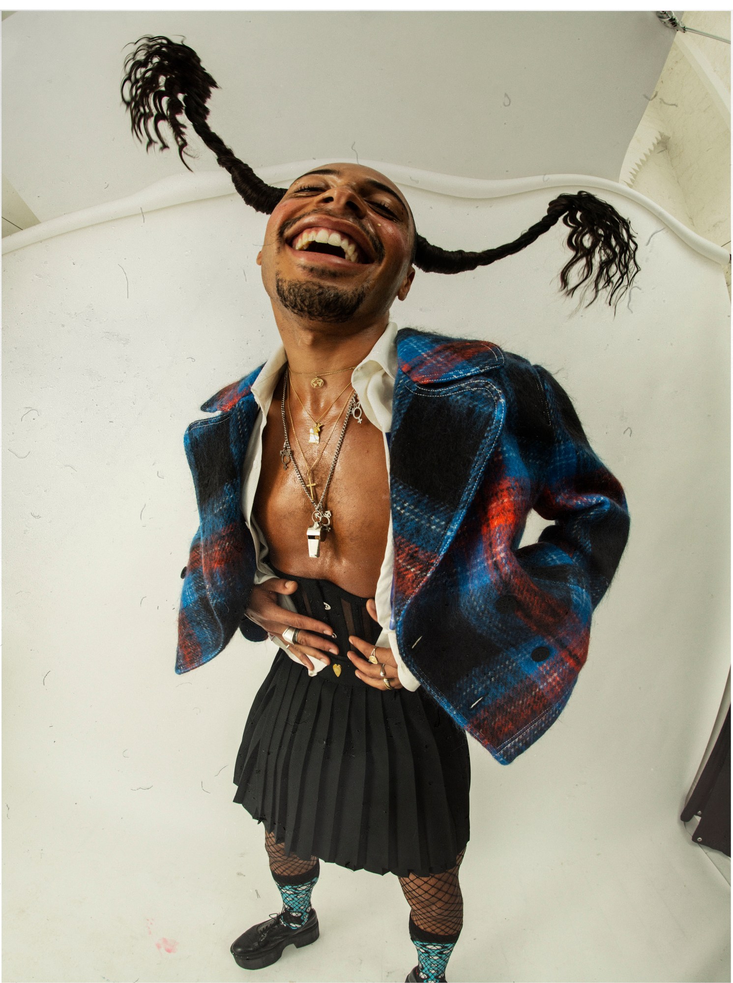 A model in Charles Jeffrey Loverboy SS21 zine 'The Healing' shot by Tim Walker