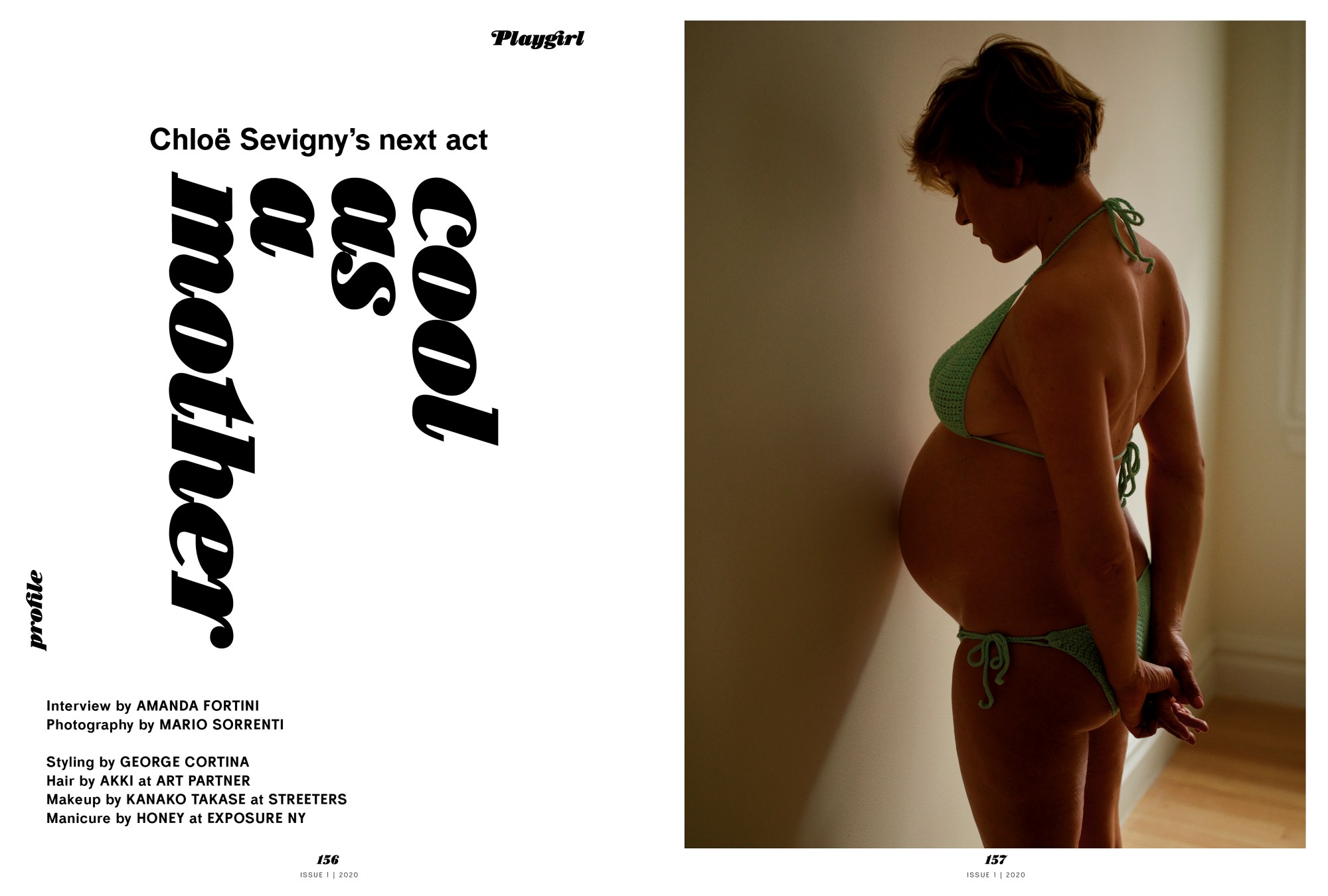 CHLOE SEVIGNY PREGNANT IN A GREEN BIKINI FOR PLAYGIRL