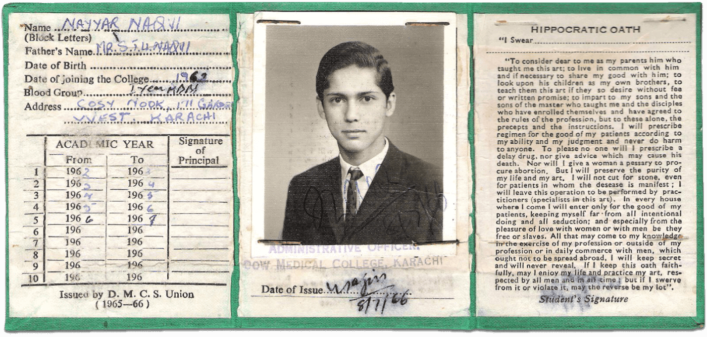 Dr Nayyar Naqvi identity card, from the Migration Museum's Heart of the Nation exhibition (Courtesy Nayyar Naqvi).png