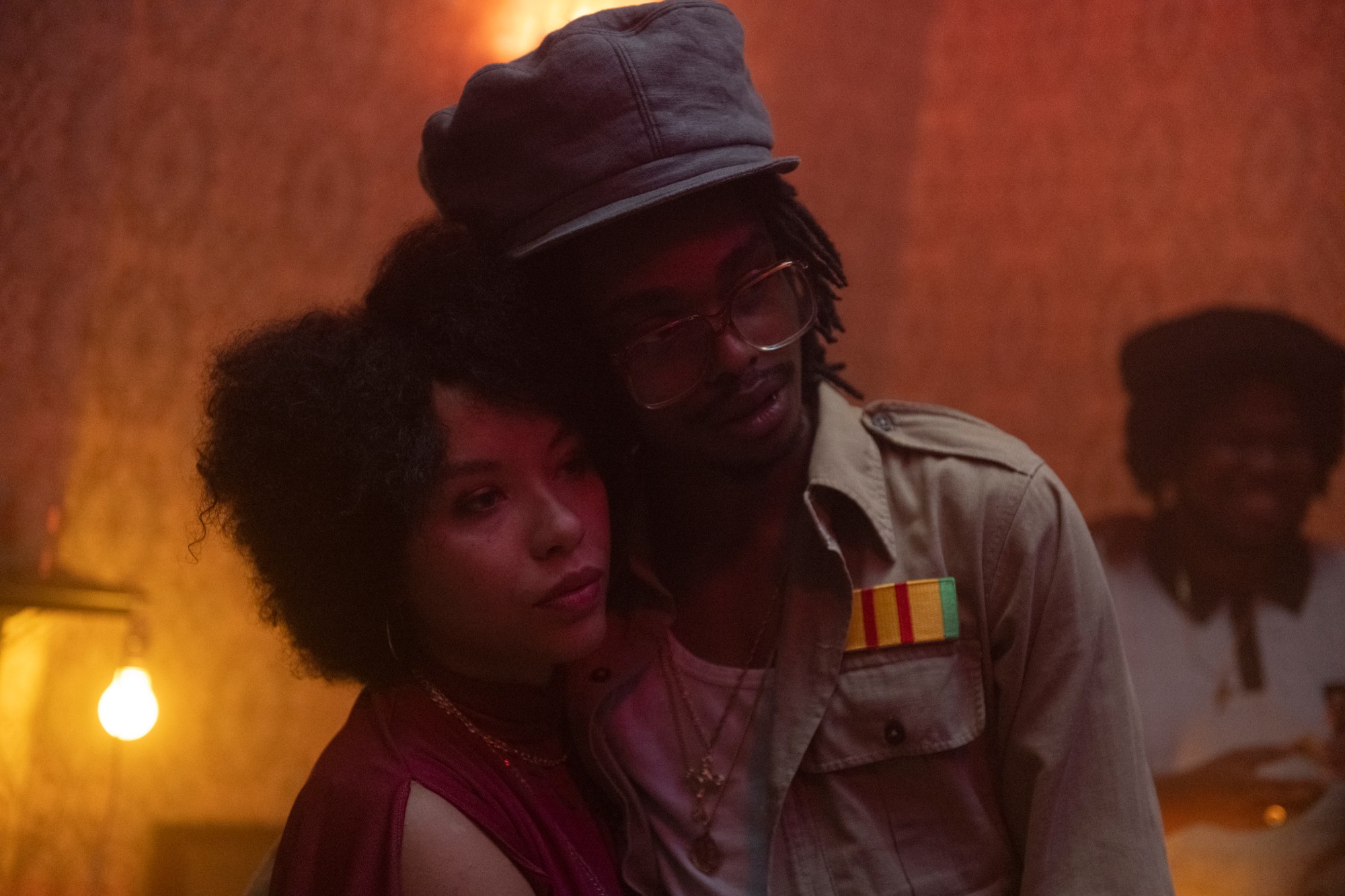 Saffron Coomber as Grace (left) and Jermaine Freeman as Skinner (right) in Lovers Rock