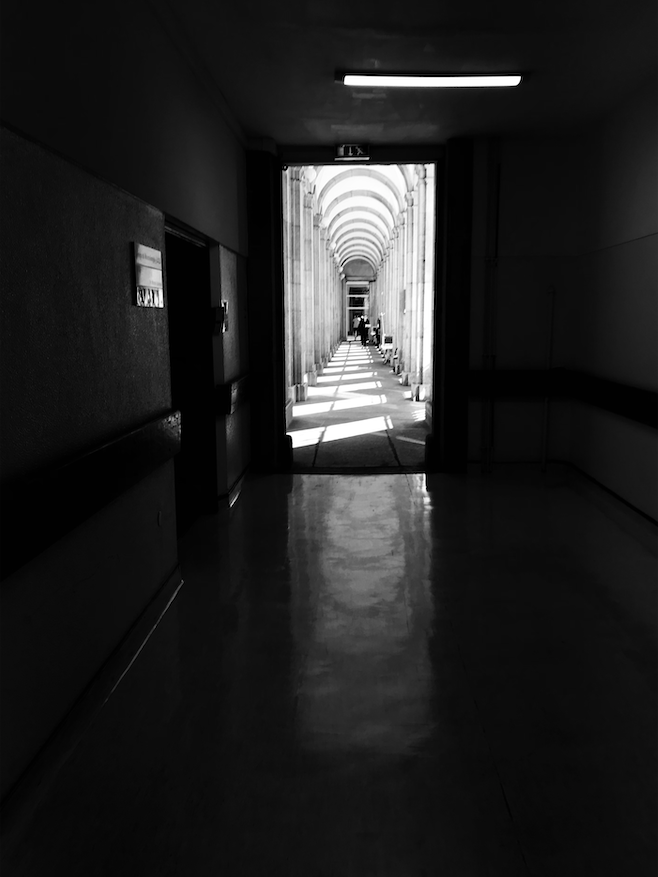 a long hospital corridor