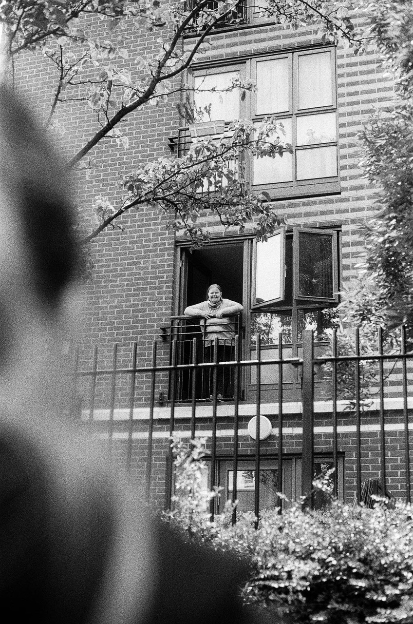 a woman stood in a window