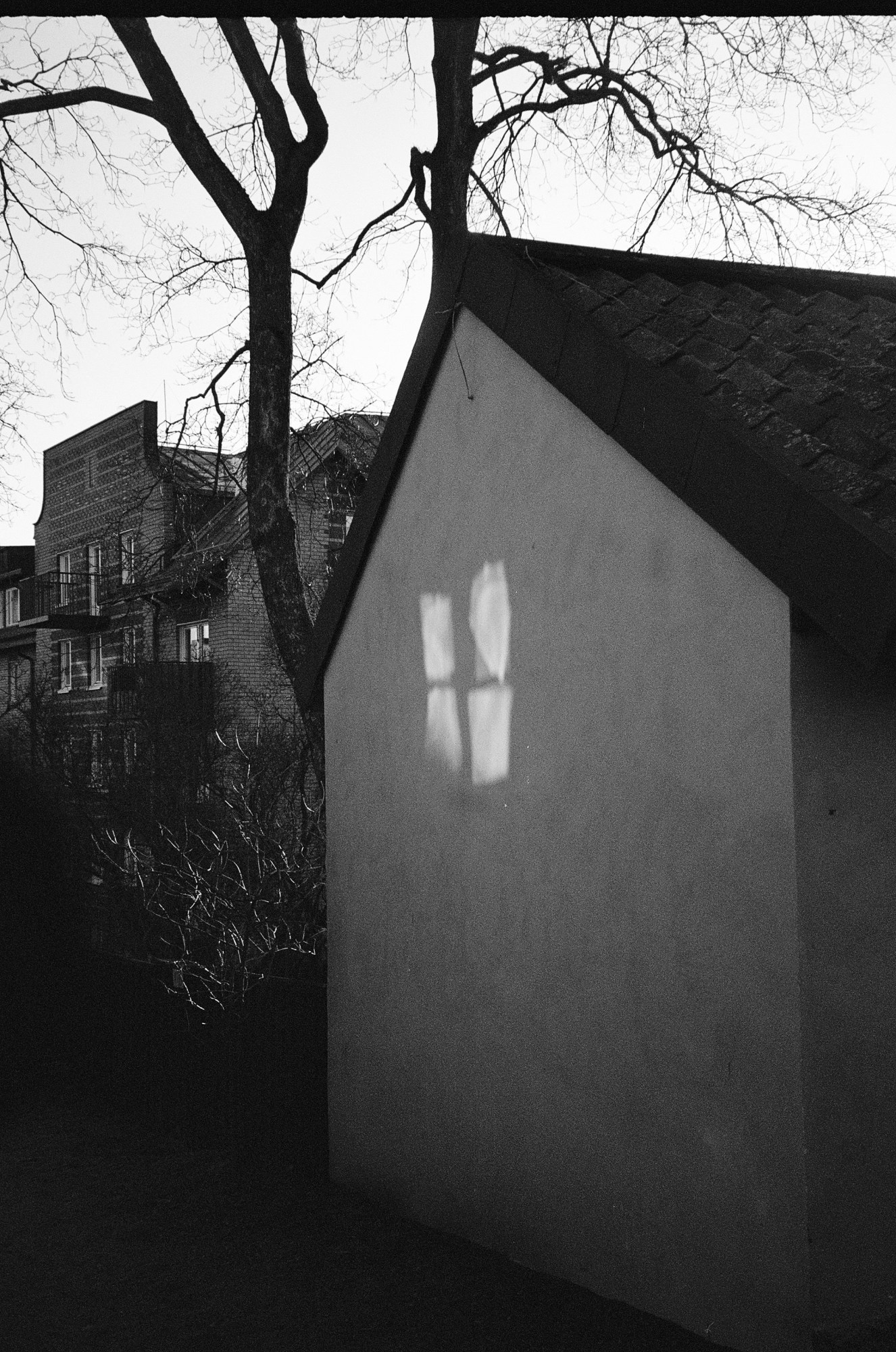 a window's shadow on a wall