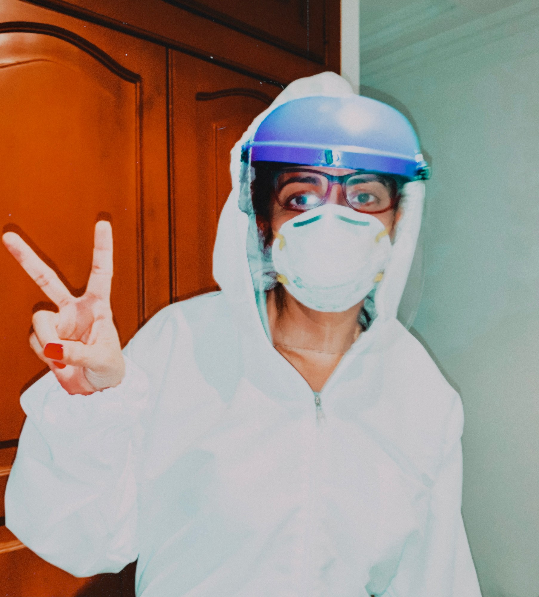 a woman in ppe