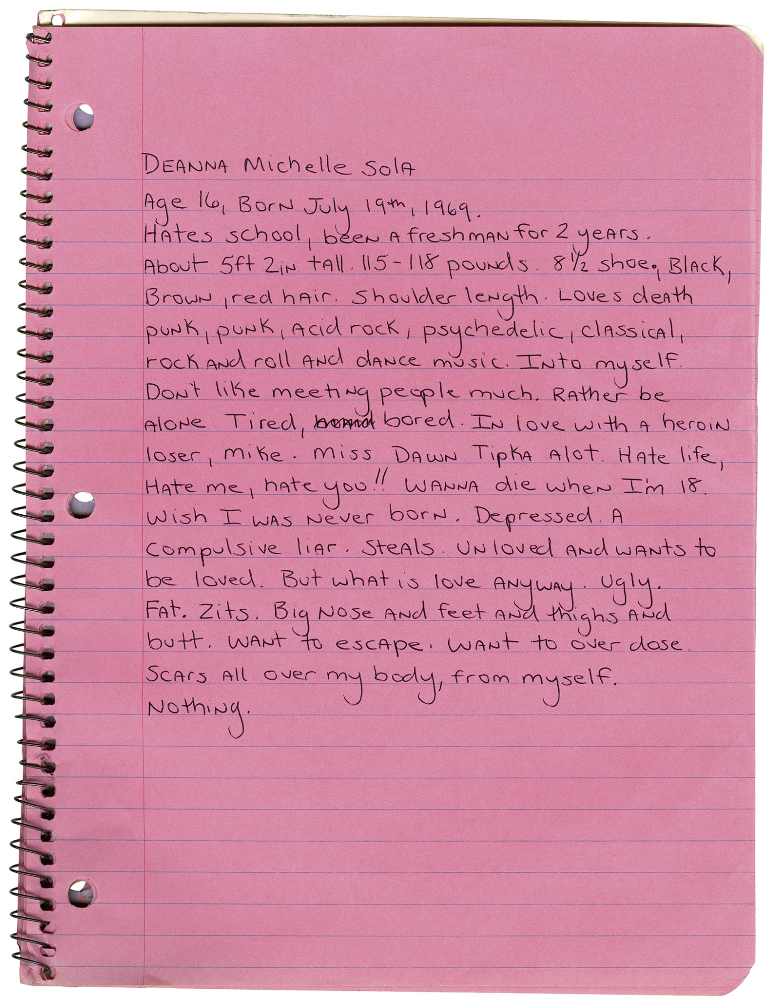 a diary entry by deanna templeton