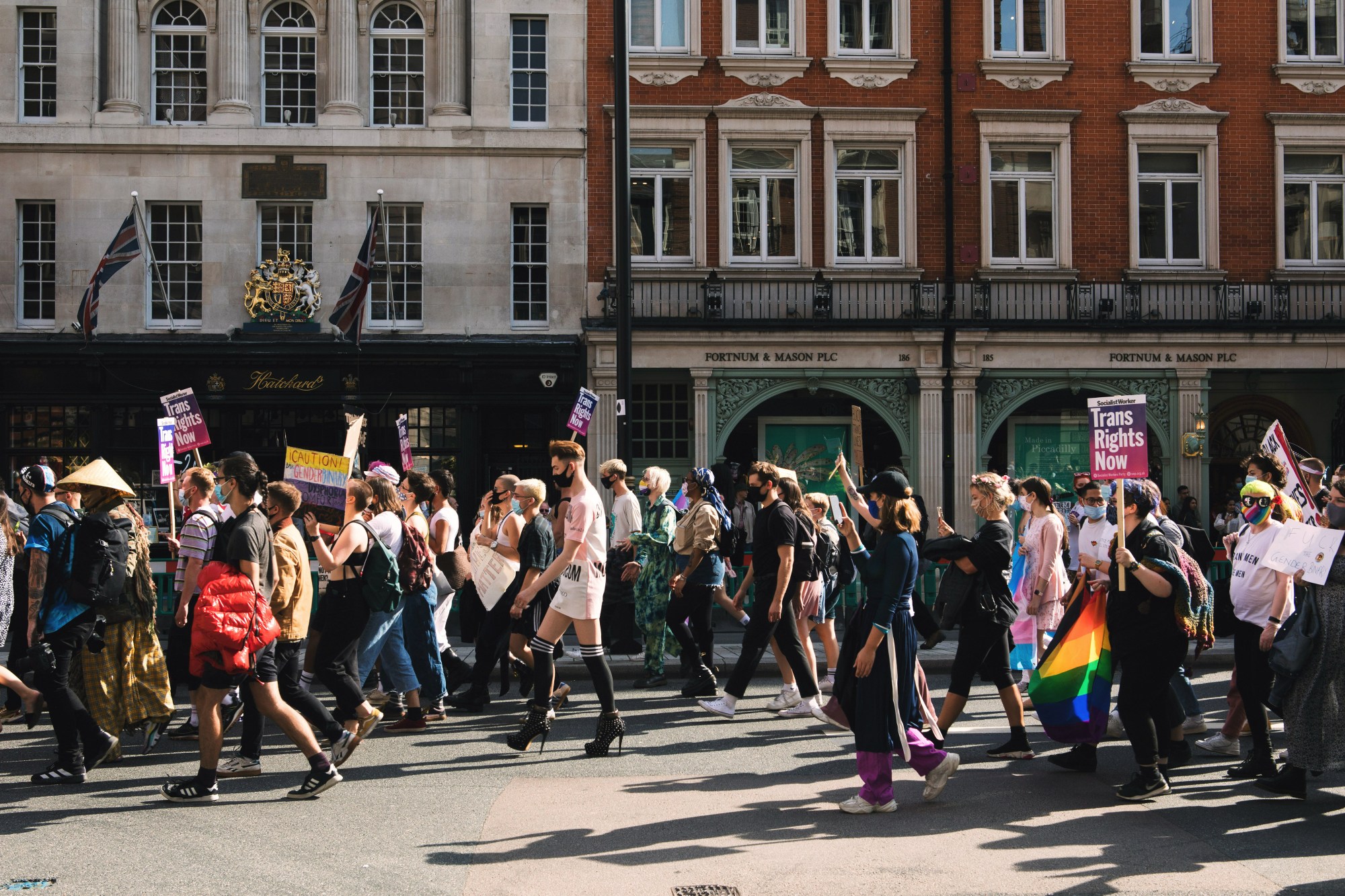 protestors at a pride march in central london