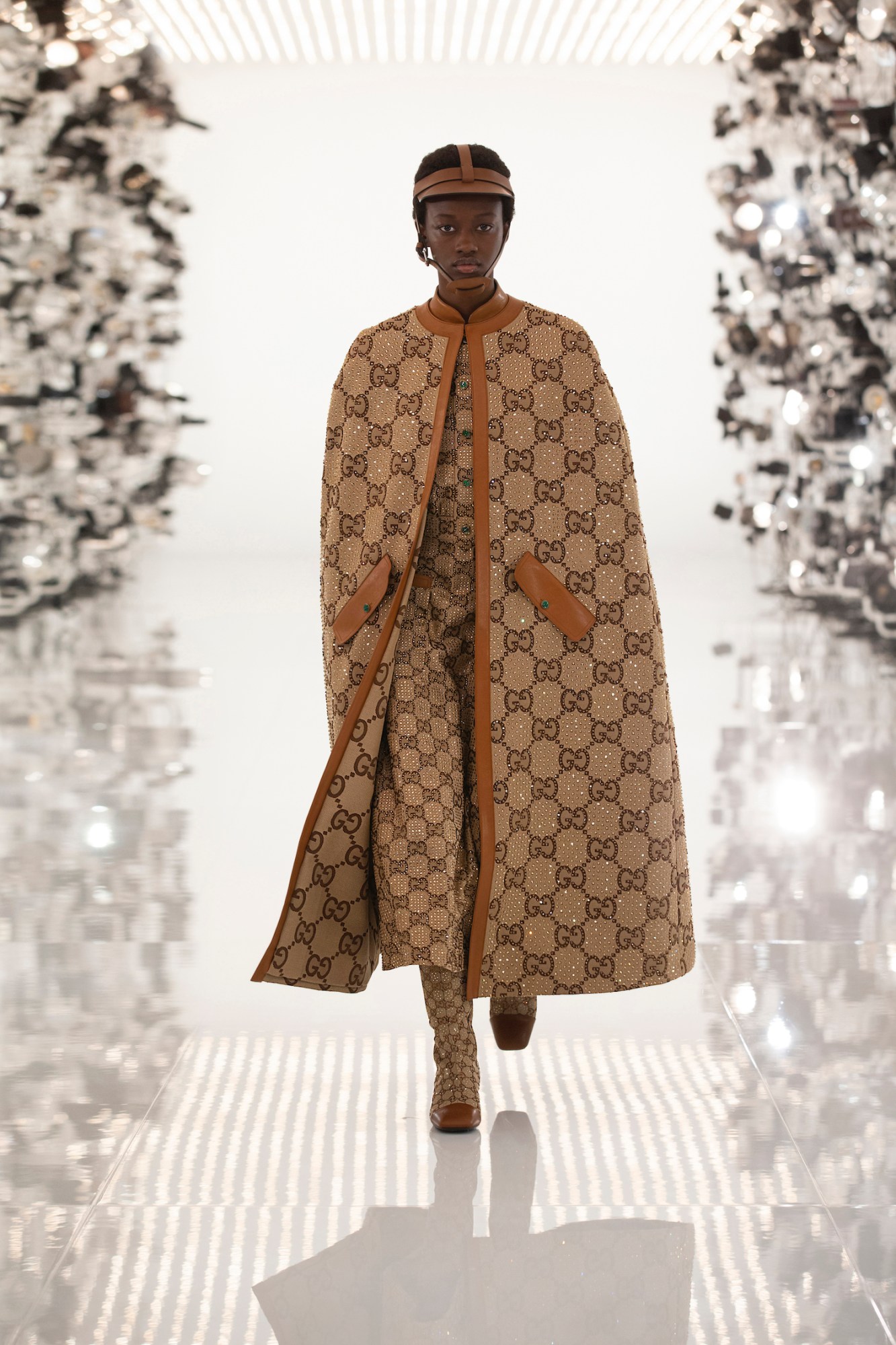 Model walking the runway in Gucci and Balenciaga's AW21 collaboration