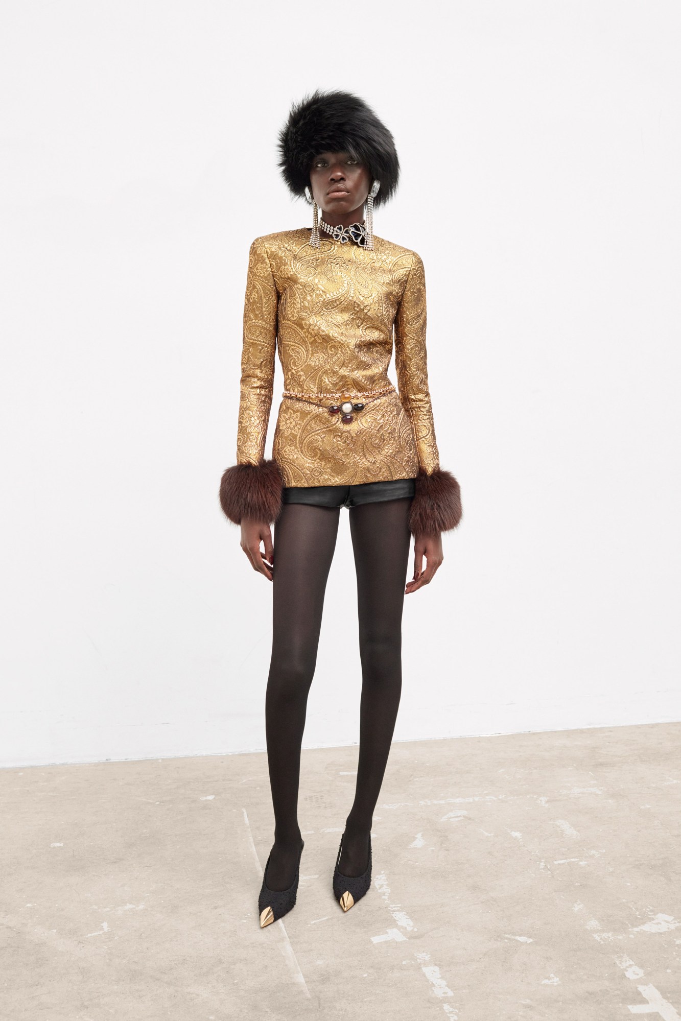 Model wearing Saint Laurent's AW21 collection