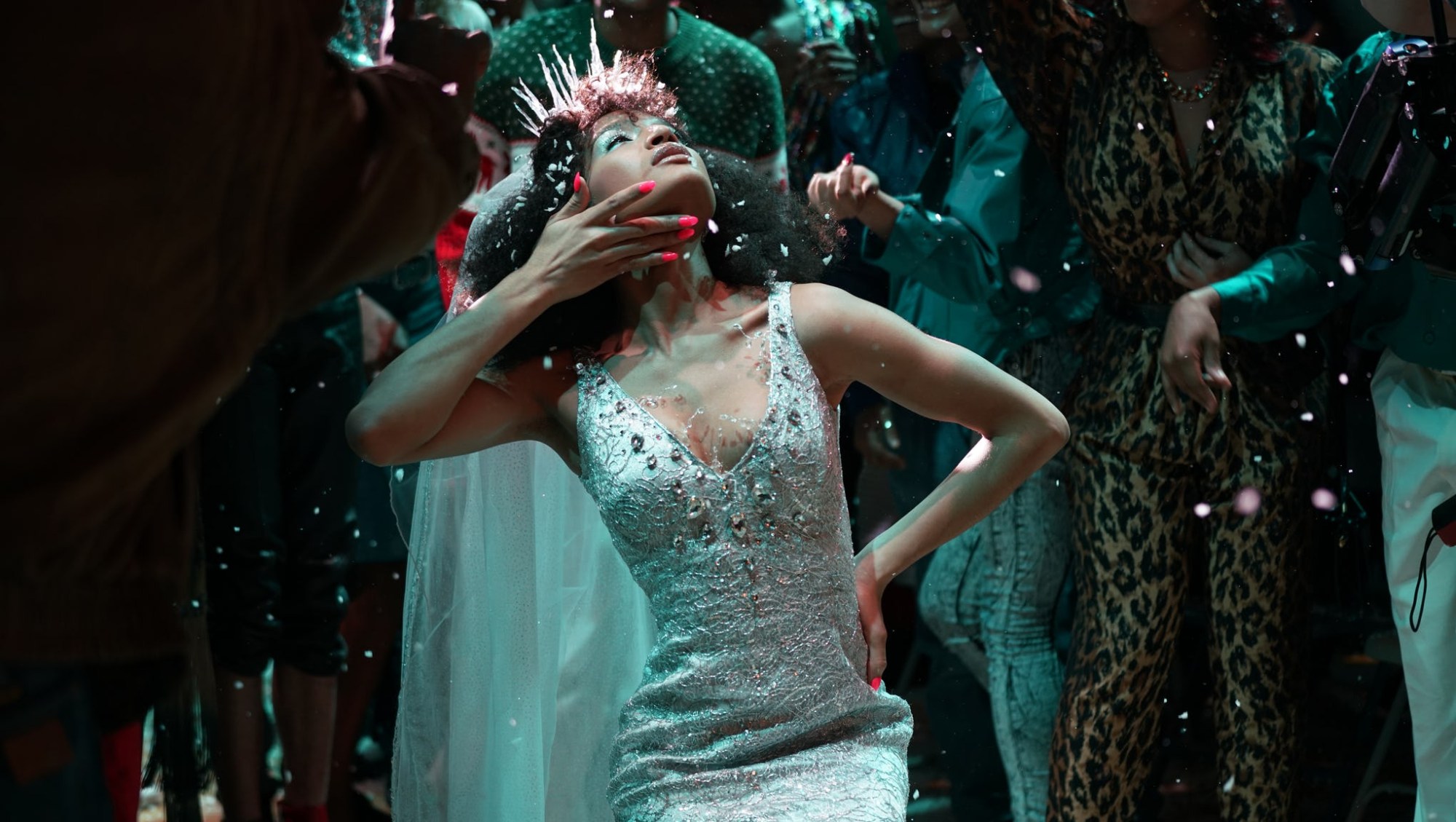 indya moore as angel voguing in an icicle tiara on pose