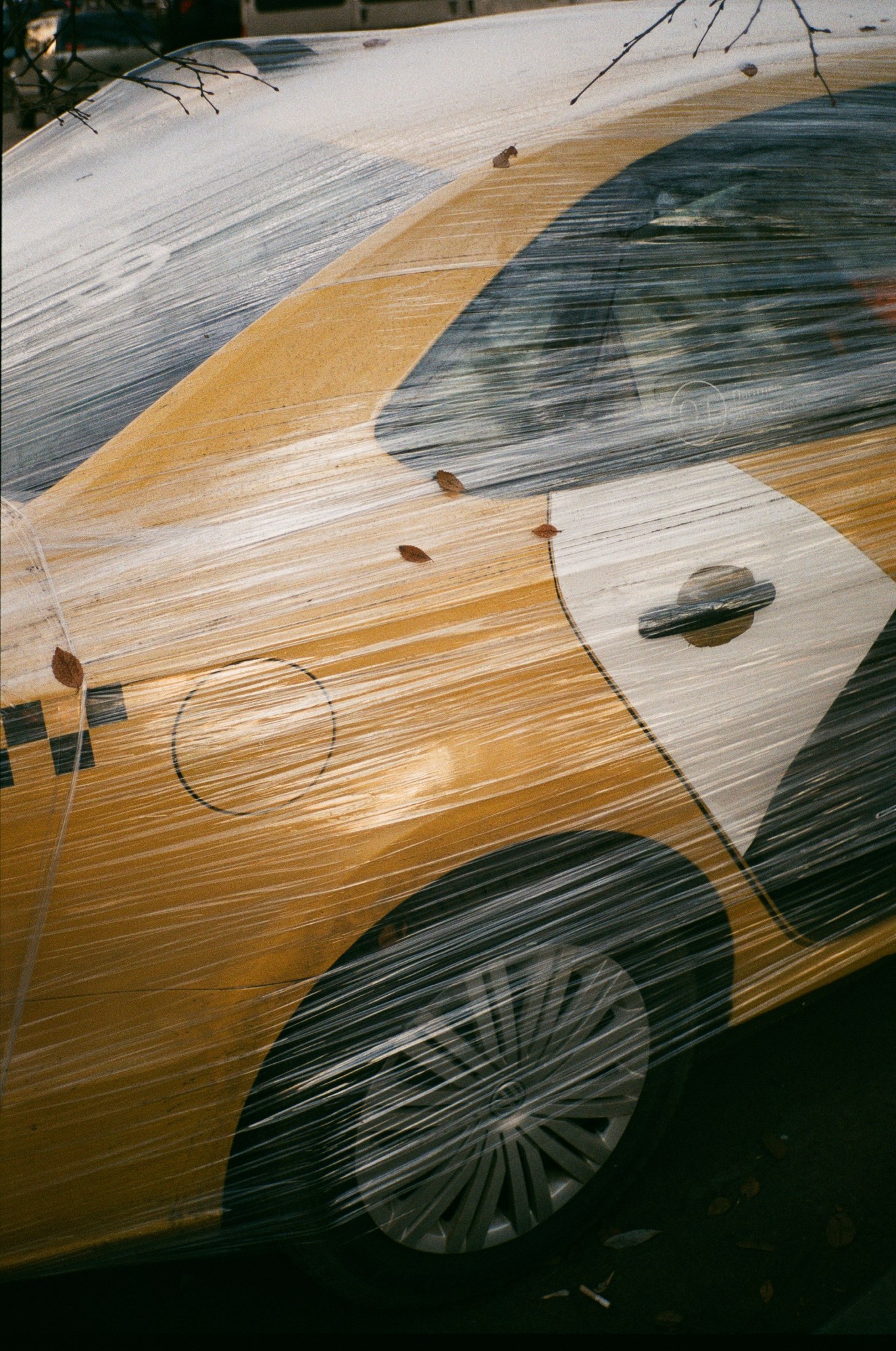 a car wrapped in clear film