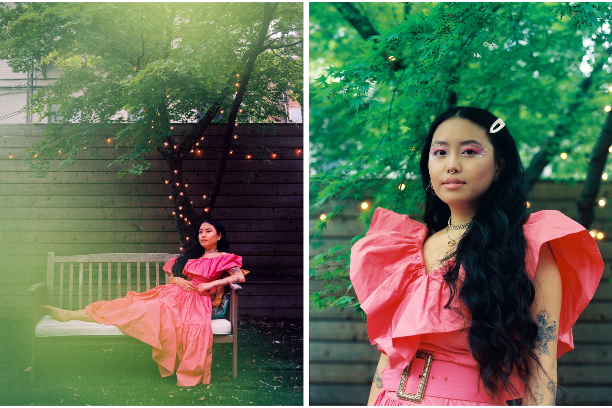 Jezz Chung in pink dress