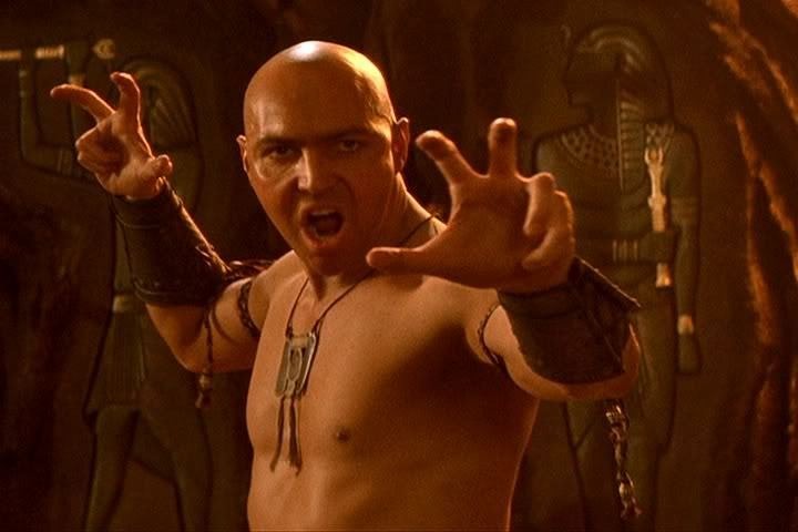 imhotep raises his hands in the mummy returns (2001)