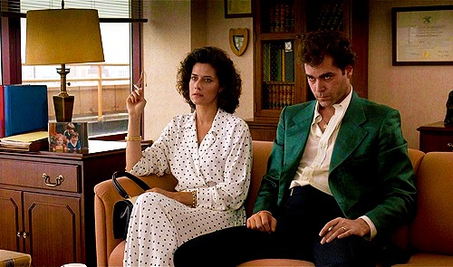 Karen and Henry Hill in a witness protection interview in Goodfellas