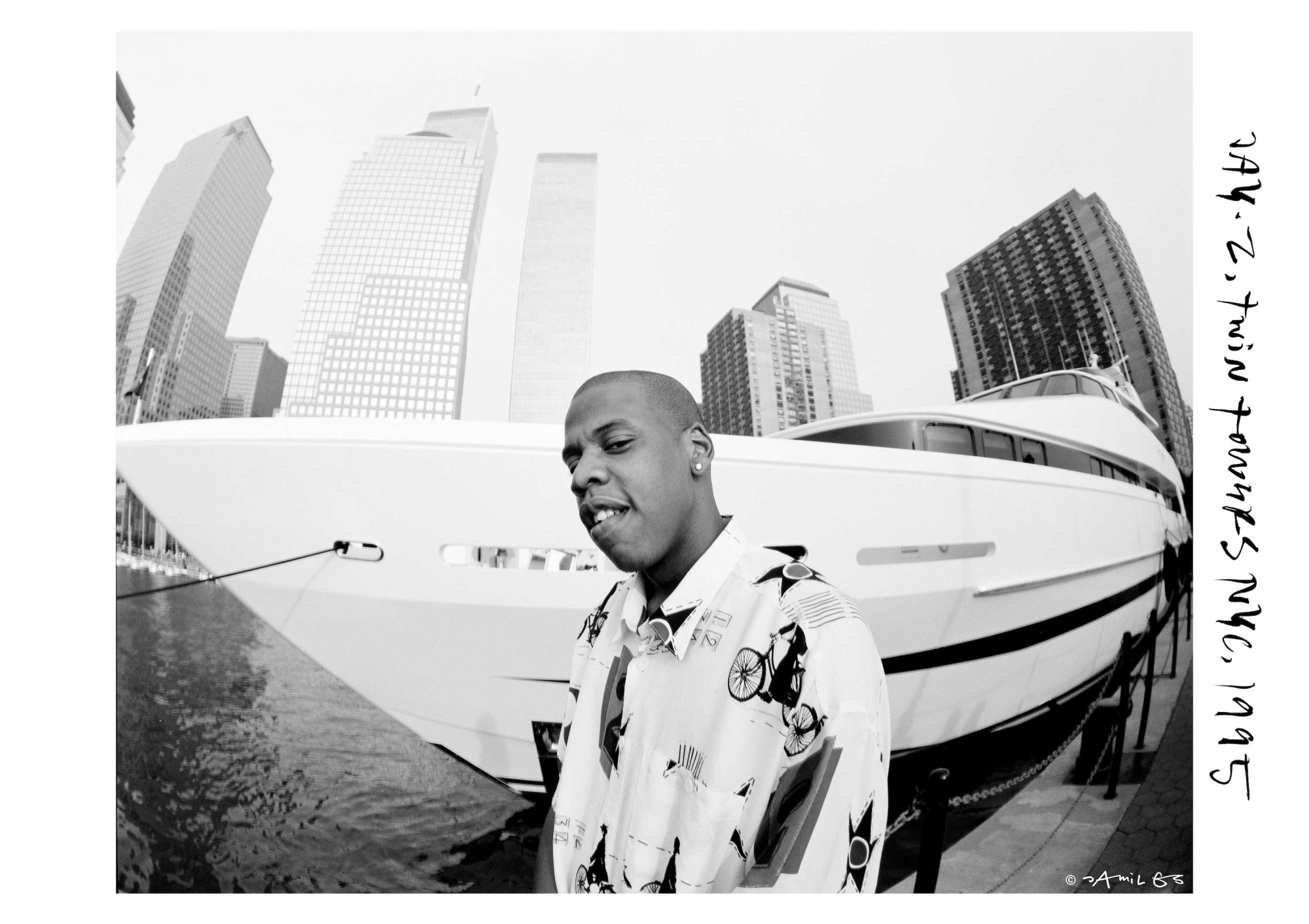 JAY Z photographed in front of a yacht in nyc in 1995 by jamil gs