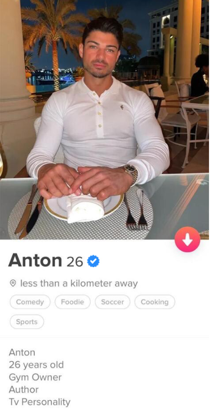 Anton from Love Island on Tinder