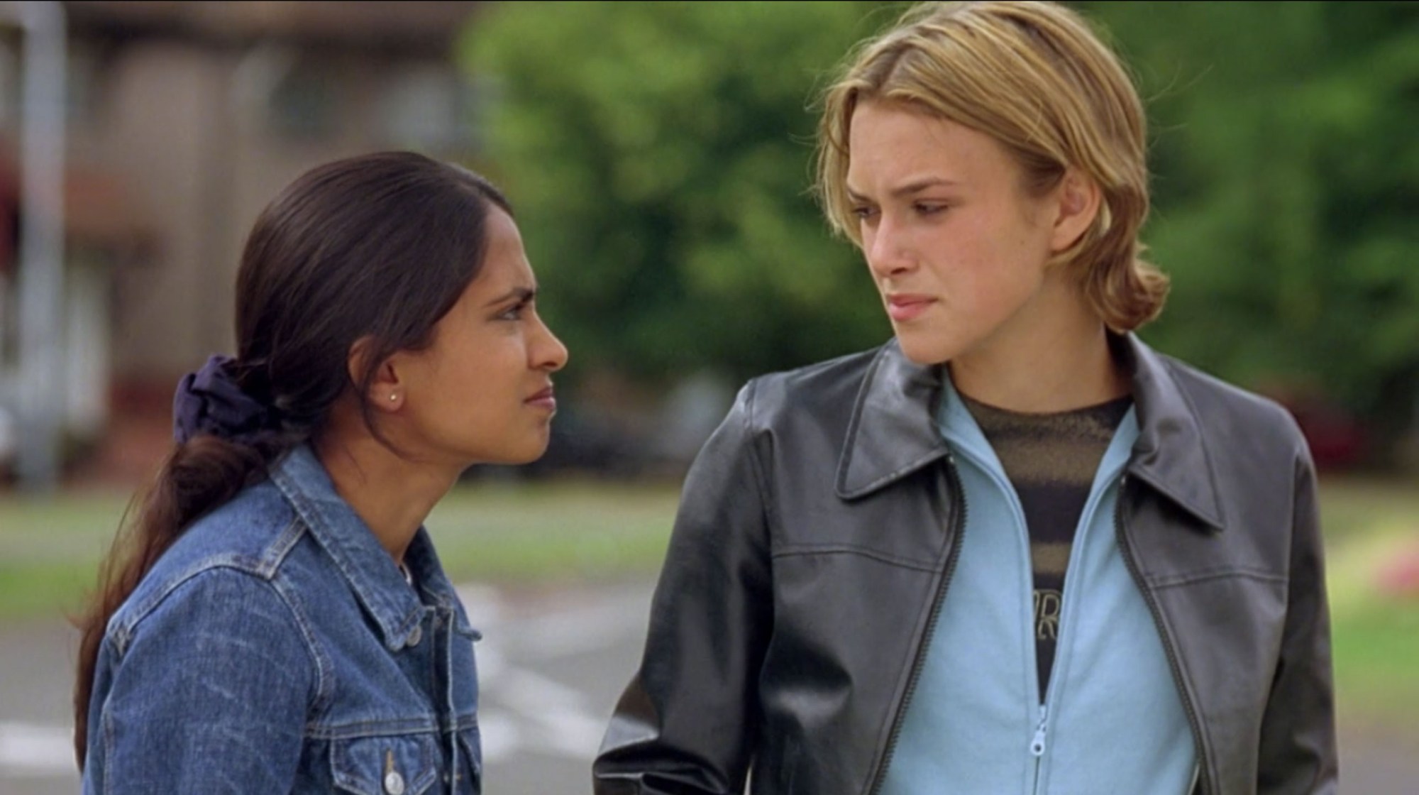 young Keira Knightley and Parminder Nagra in the movie Bend It Like Beckham