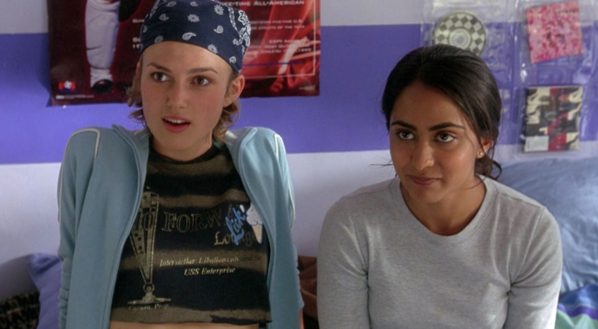 young Keira Knightley and Parminder Nagra in the movie Bend It Like Beckham