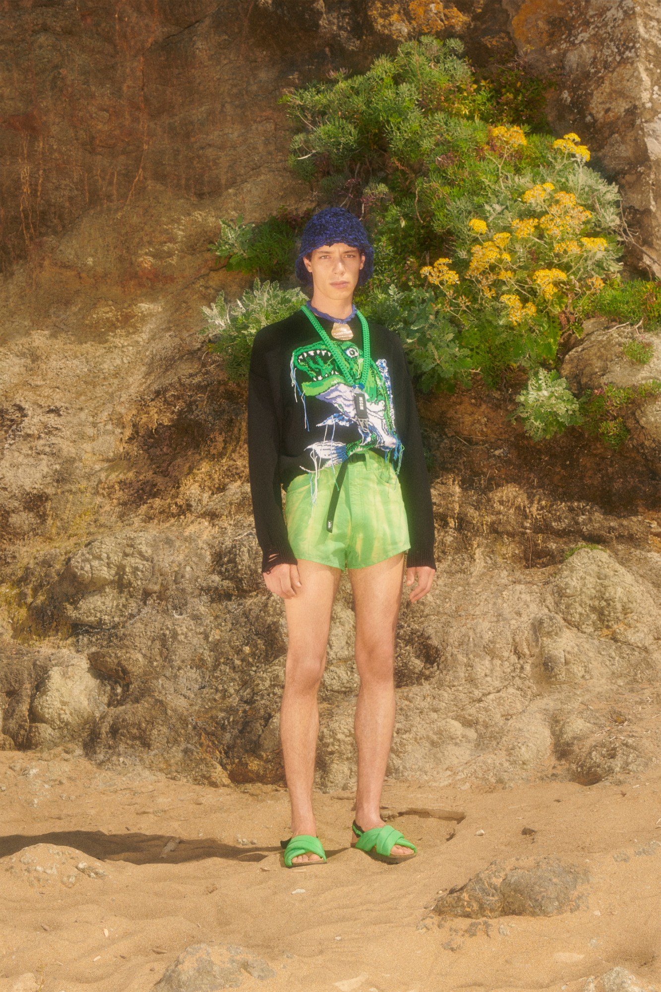 A model wearing a full look from MSGM SS22