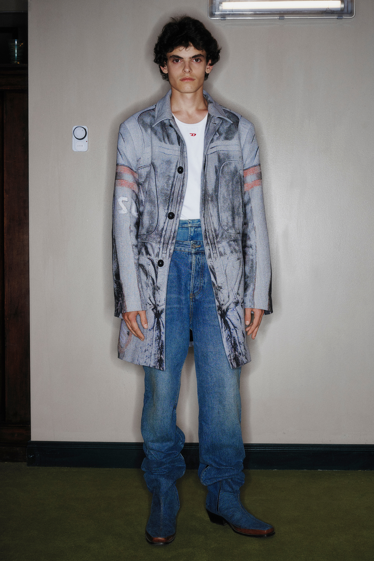 A model wearing a full look from Diesel's SS22 collection