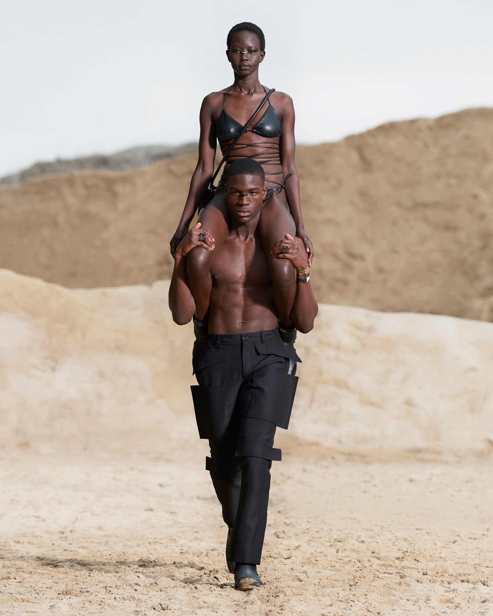 Two Models wearing a full look from Burberry's SS22 collection (Aweng and Chris)