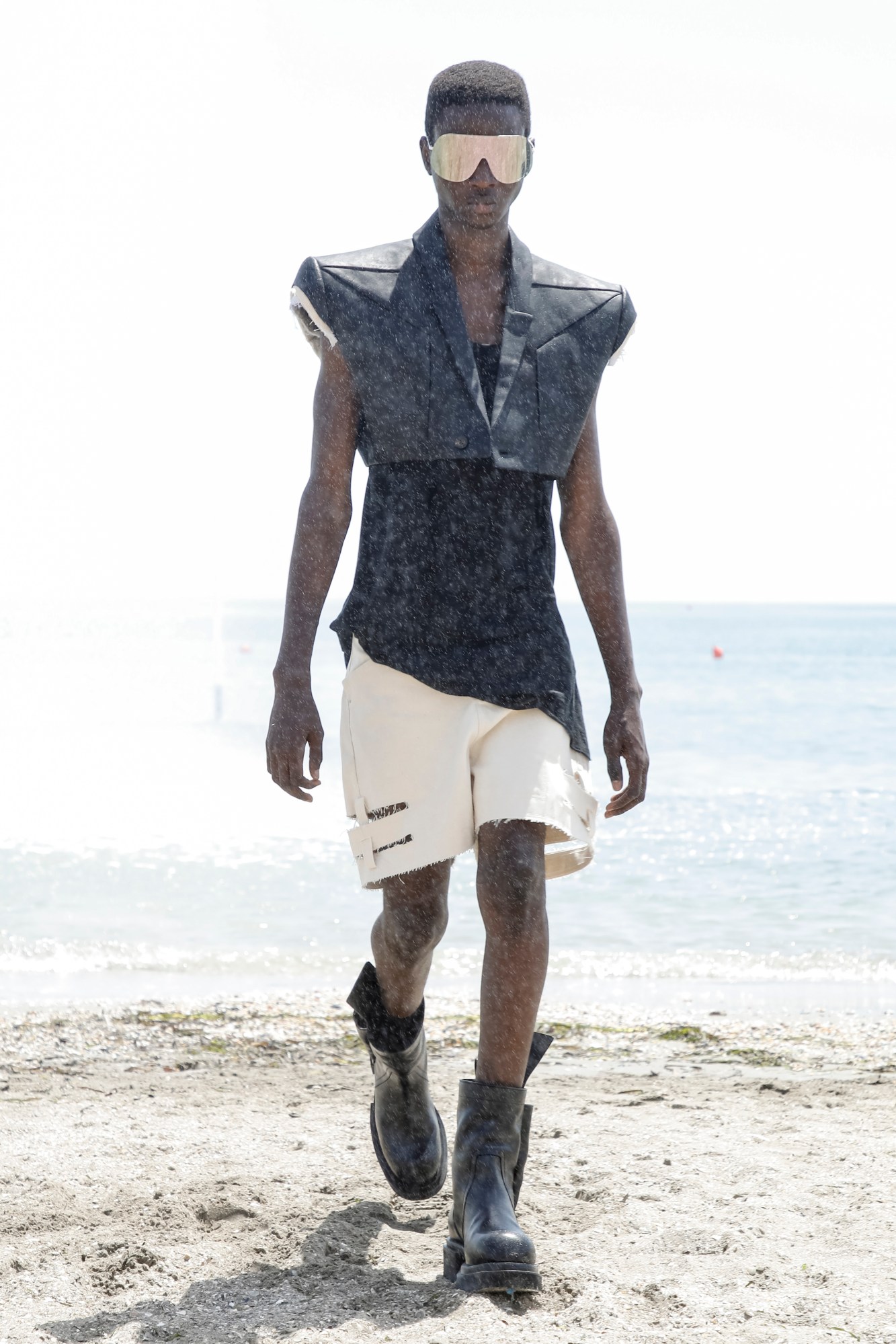 A model wearing a full look from Rick Owens' S22 collection