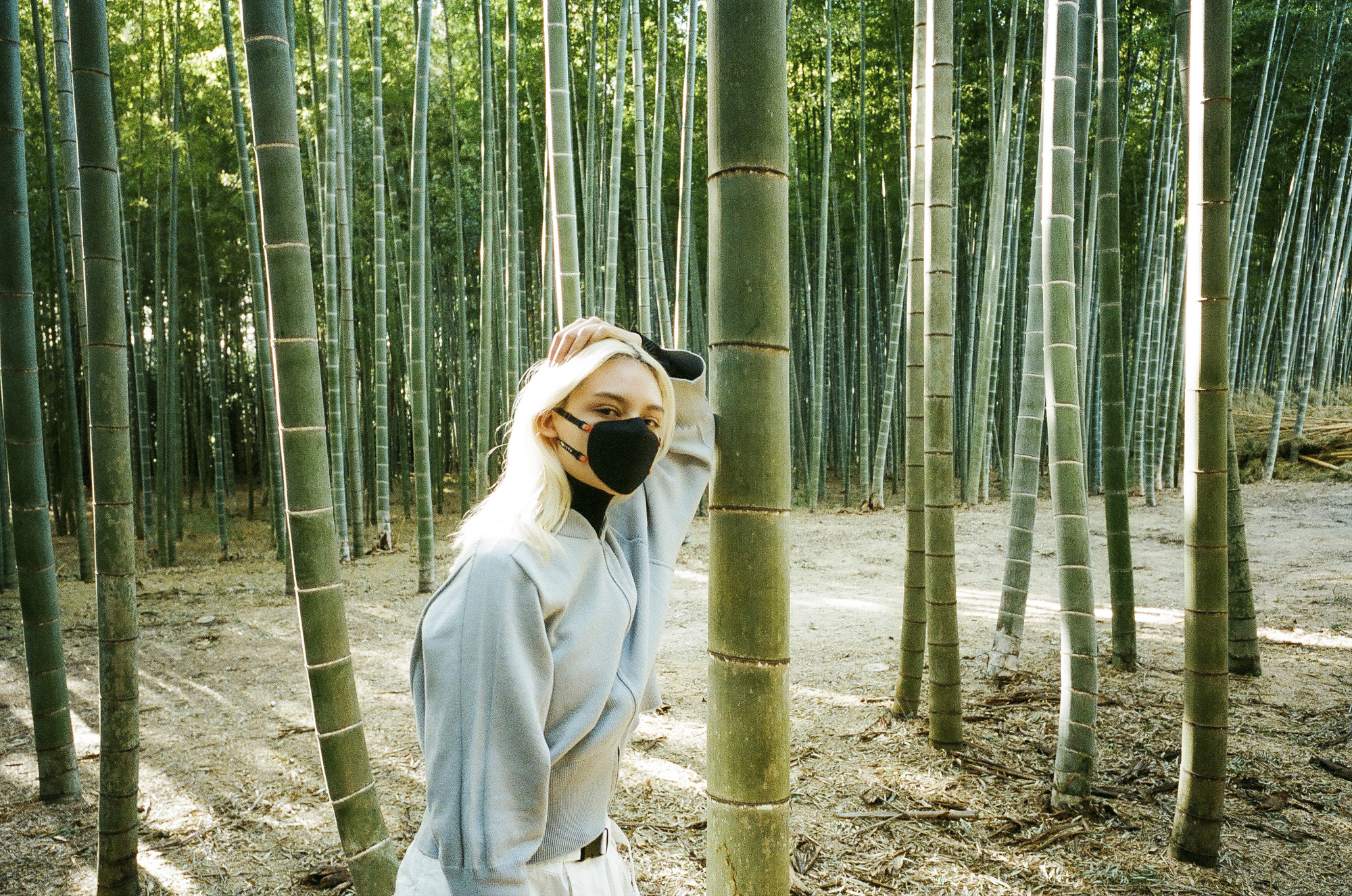 A model wearing a face mask by Masuku