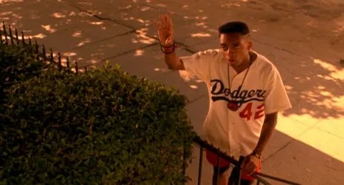 spike lee in do the right thing wearing a dodger's top