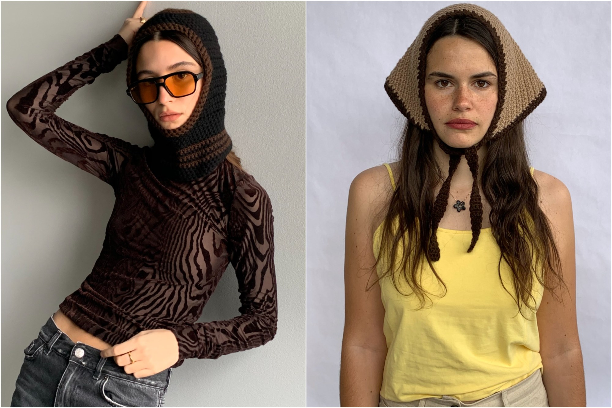 models wearing lolo crochete knit headwear