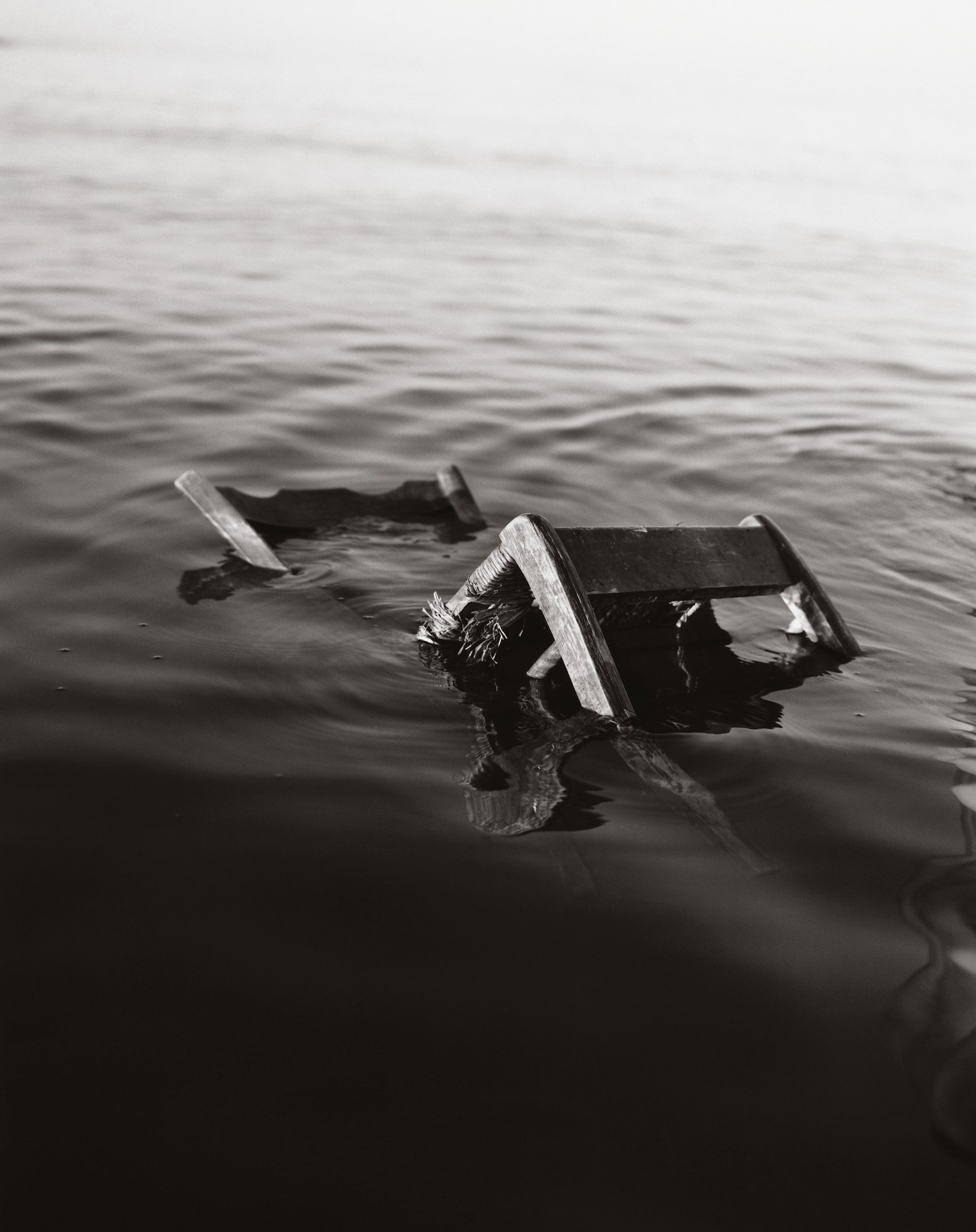 a chair floating in water